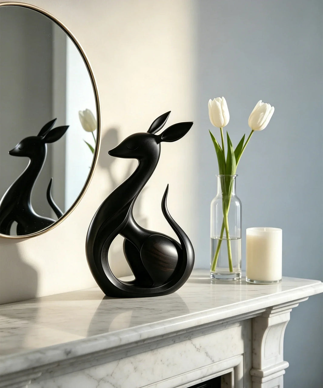 Timeless Elegance: The HandCarved Dark Deer Sculpture for Curated Luxury Interiors