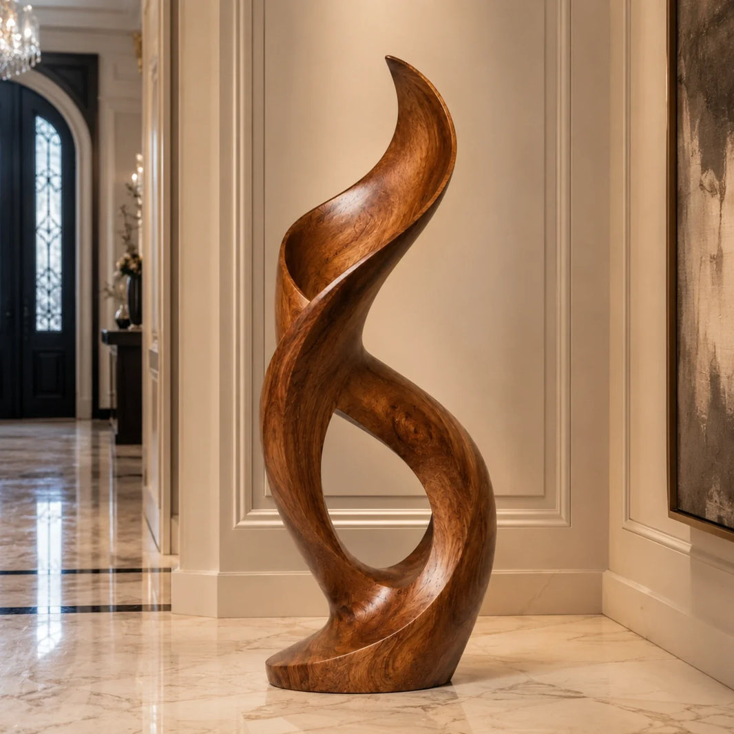 The Endless Curve: How Flowing Wood Sculpture Creates Balance in an Interior