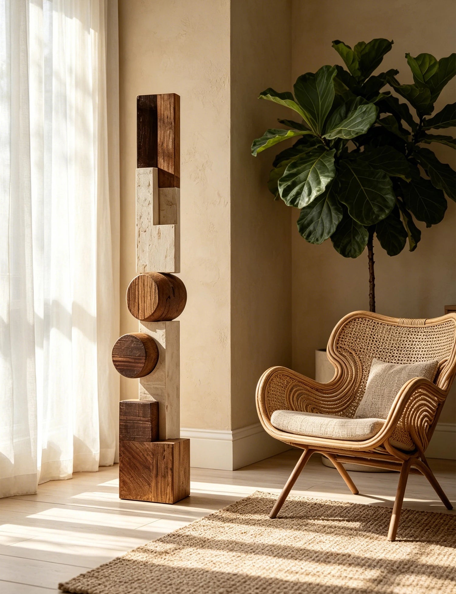 Large Wood Sculpture | Geometric Cadence