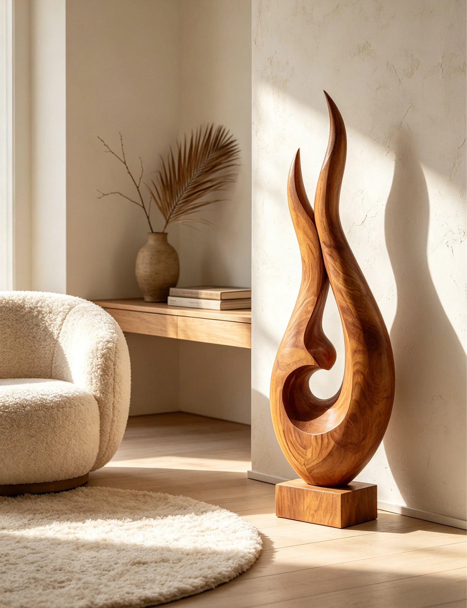 Large Wood Sculpture | Ascending Flame