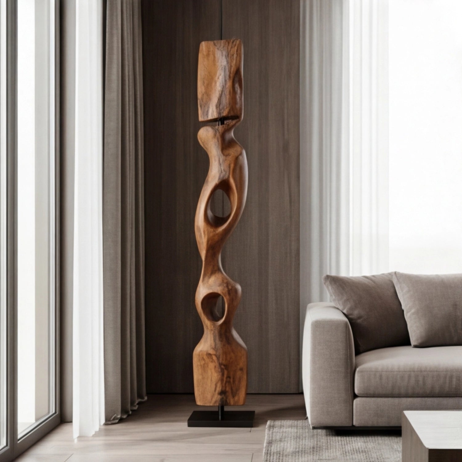 Large Wood Sculpture | Torsion Totem