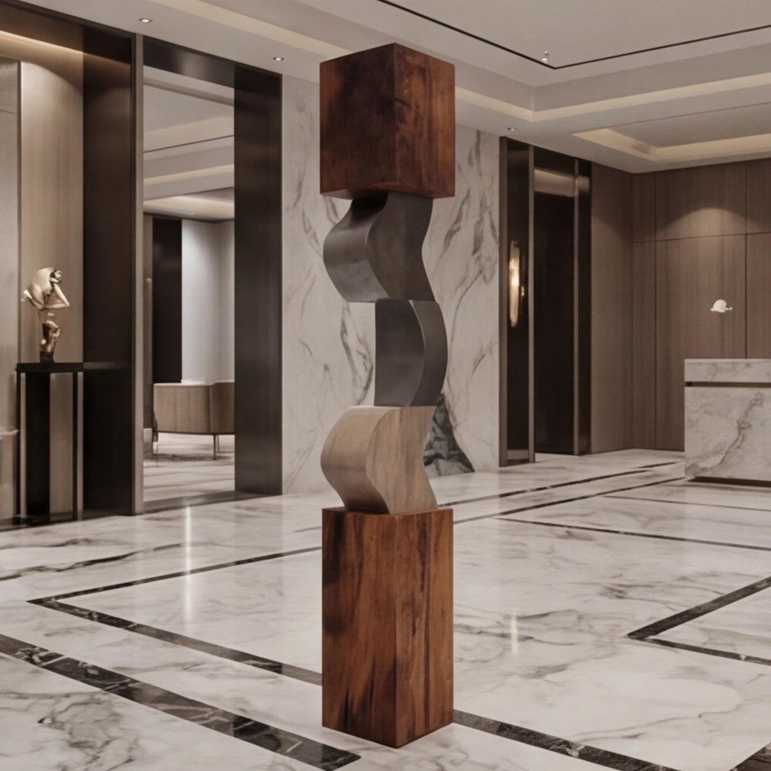Large Wood Sculpture | Geometric Rhythm