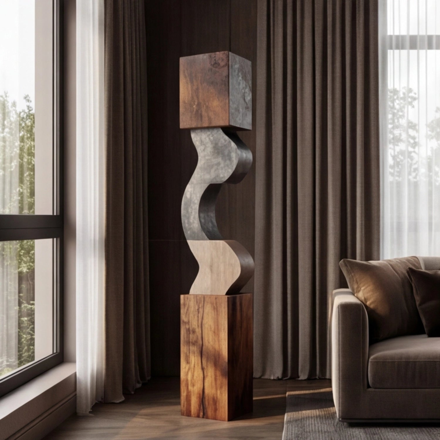 Large Wood Sculpture | Geometric Rhythm