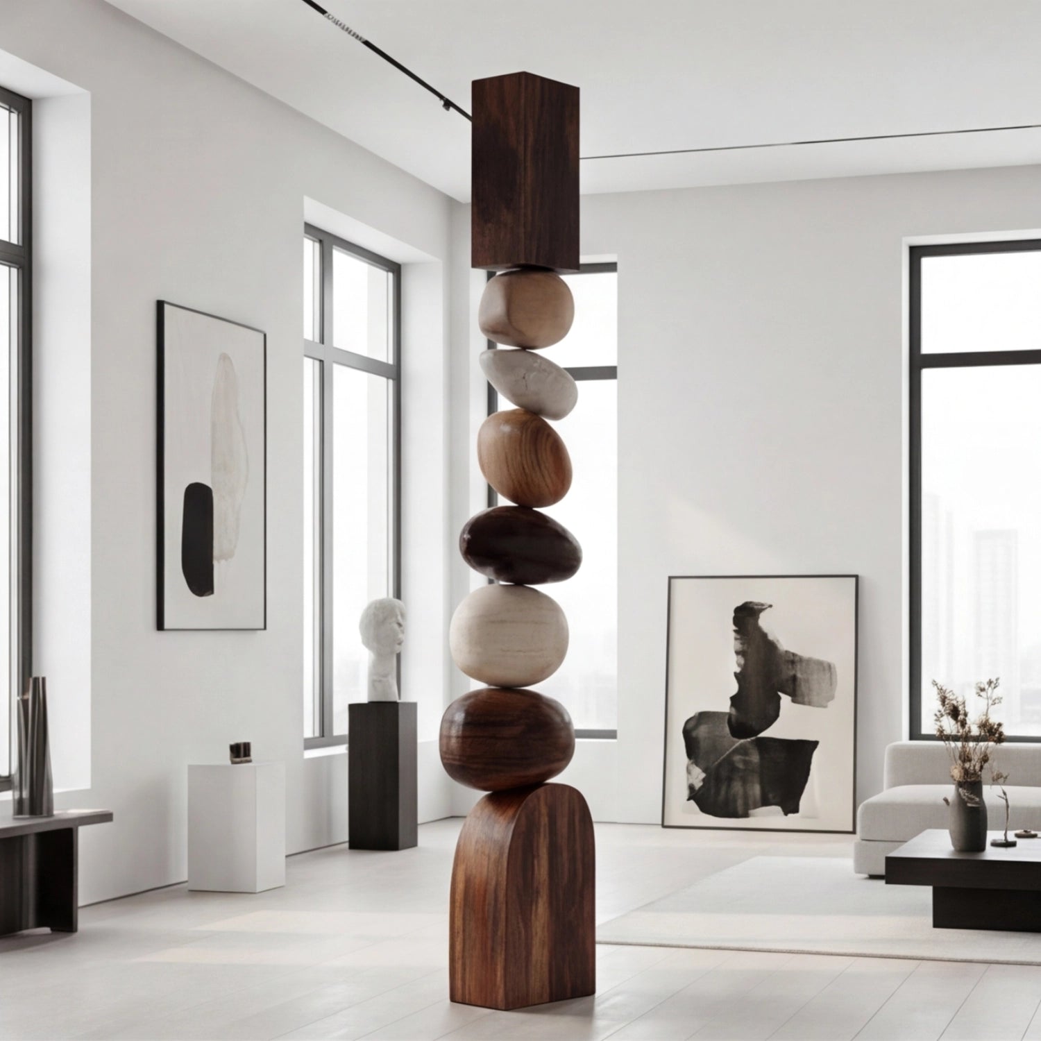 Large Wood Sculpture | Stacked Serenity