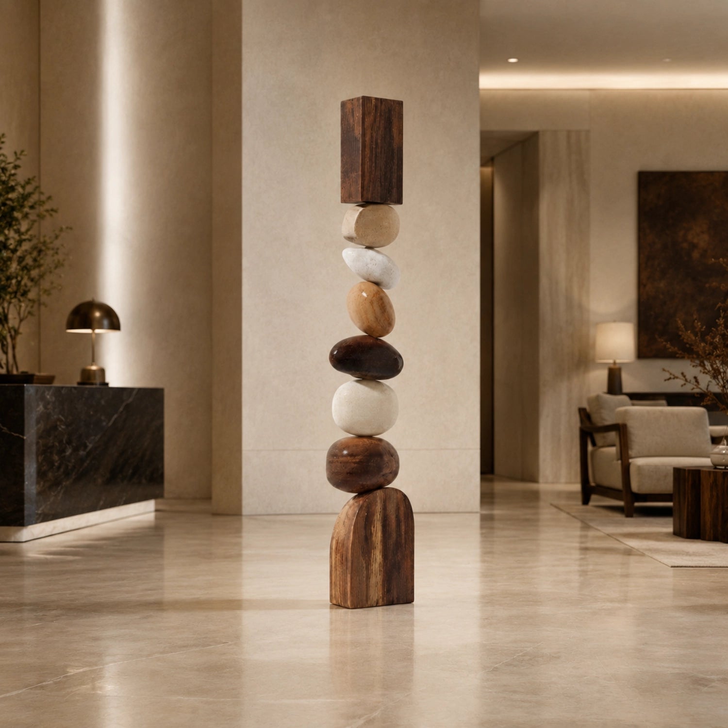 Large Wood Sculpture | Stacked Serenity