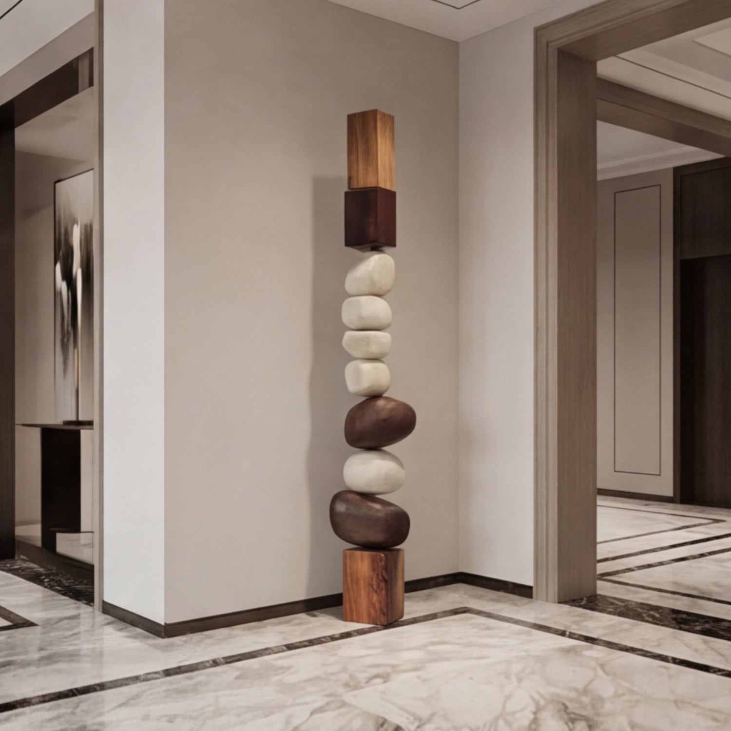Large Wood Sculpture | Balanced Totem