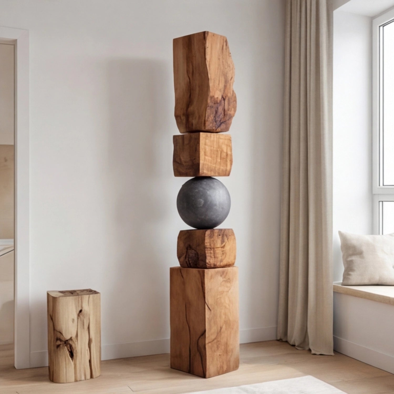 Large Wood Sculpture | Sphere Axis