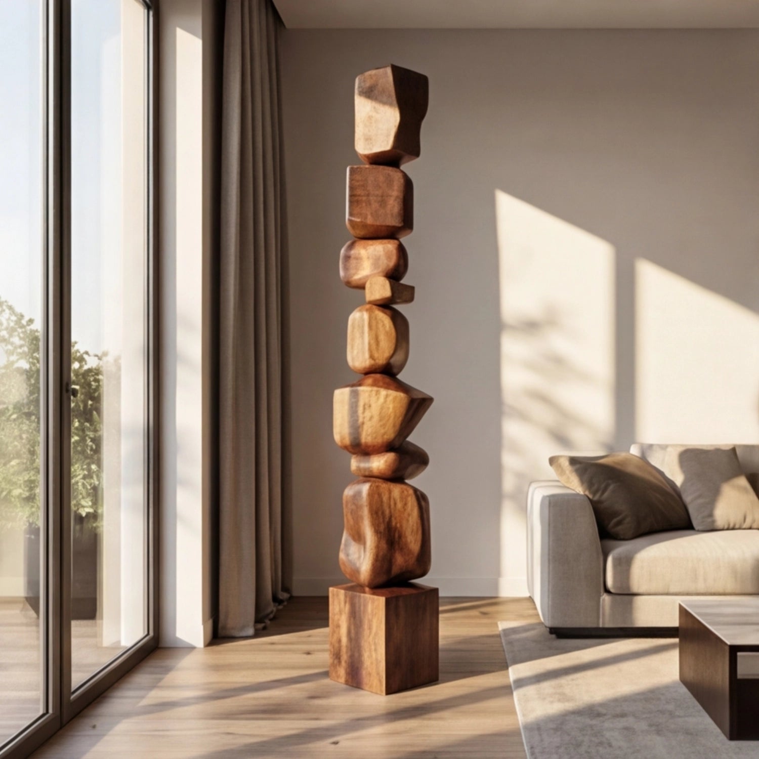 Large Wood Sculpture | Geometric Equilibrium