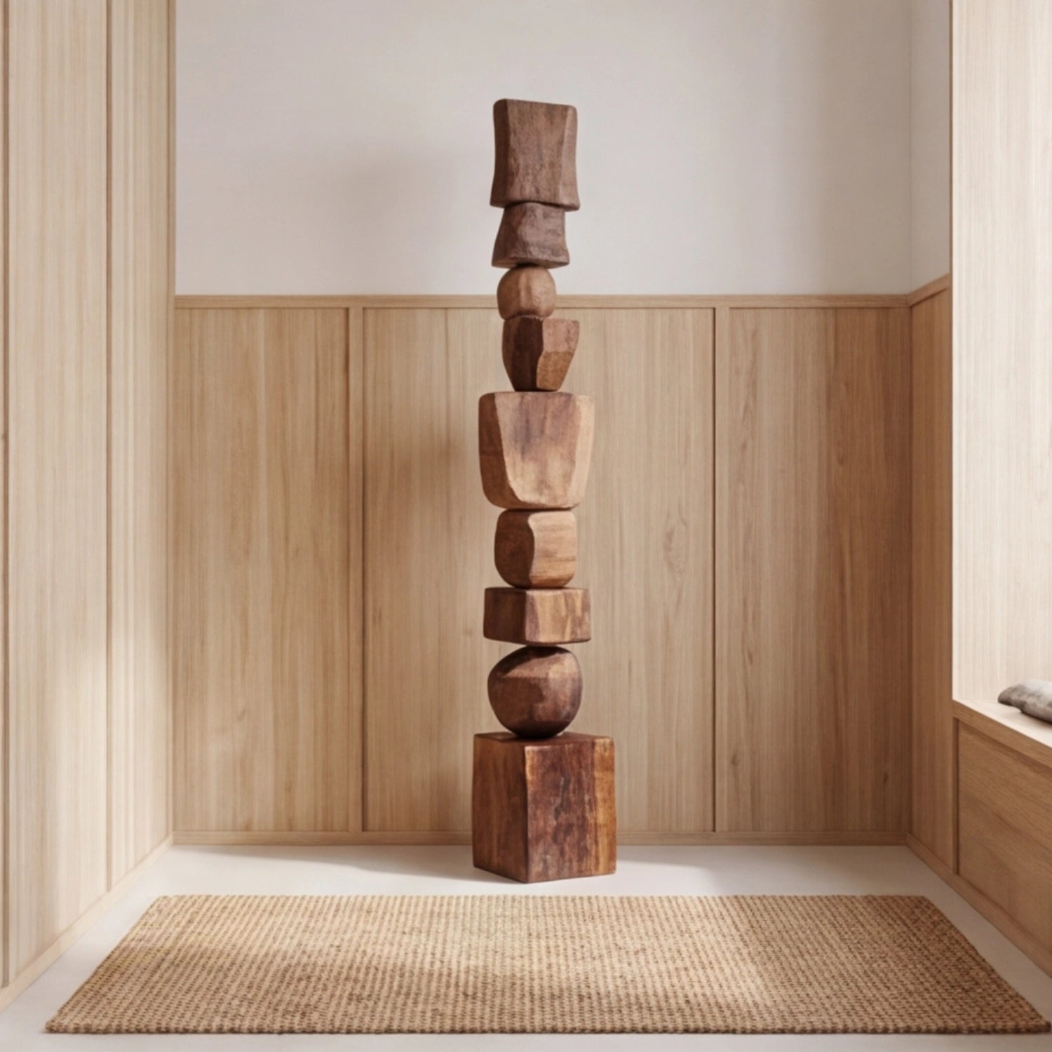 Large Wood Sculpture | Cairn Form