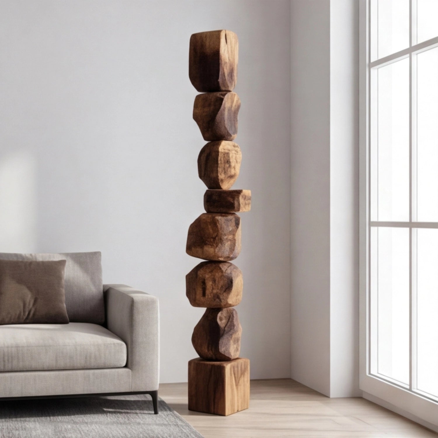 Large Wood Sculpture | Vertical Balance