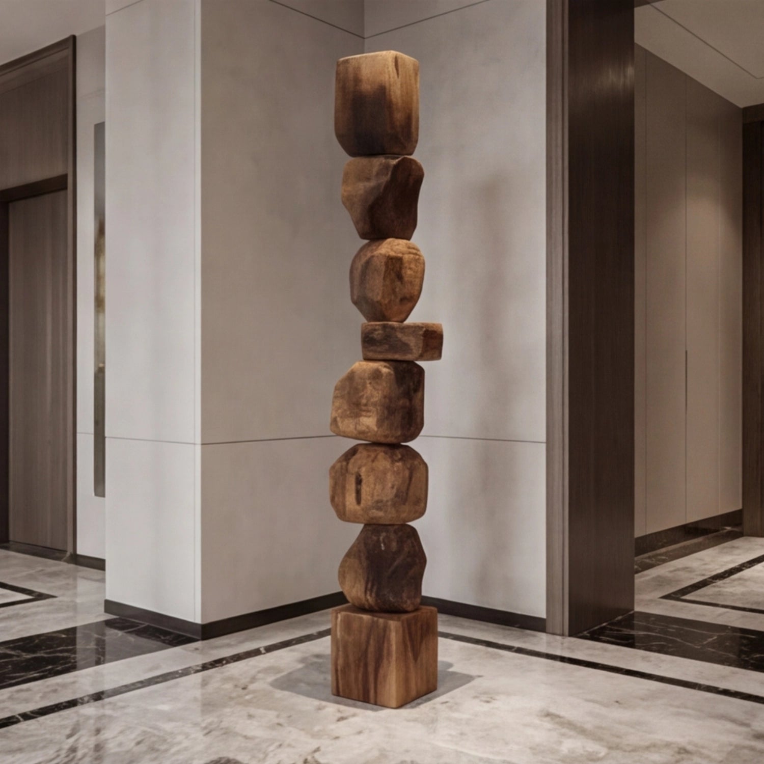 Large Wood Sculpture | Vertical Balance
