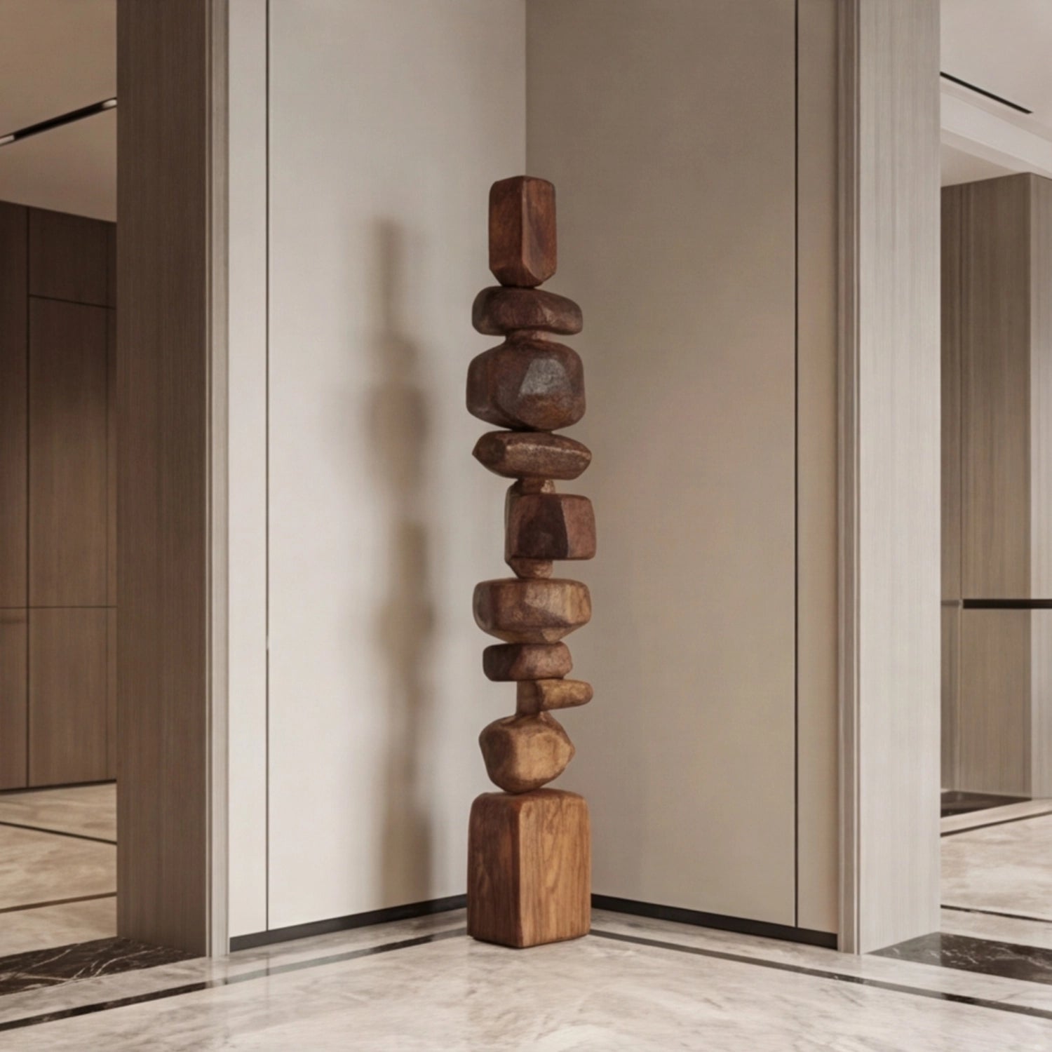 Large Wood Sculpture | Earthen Stack