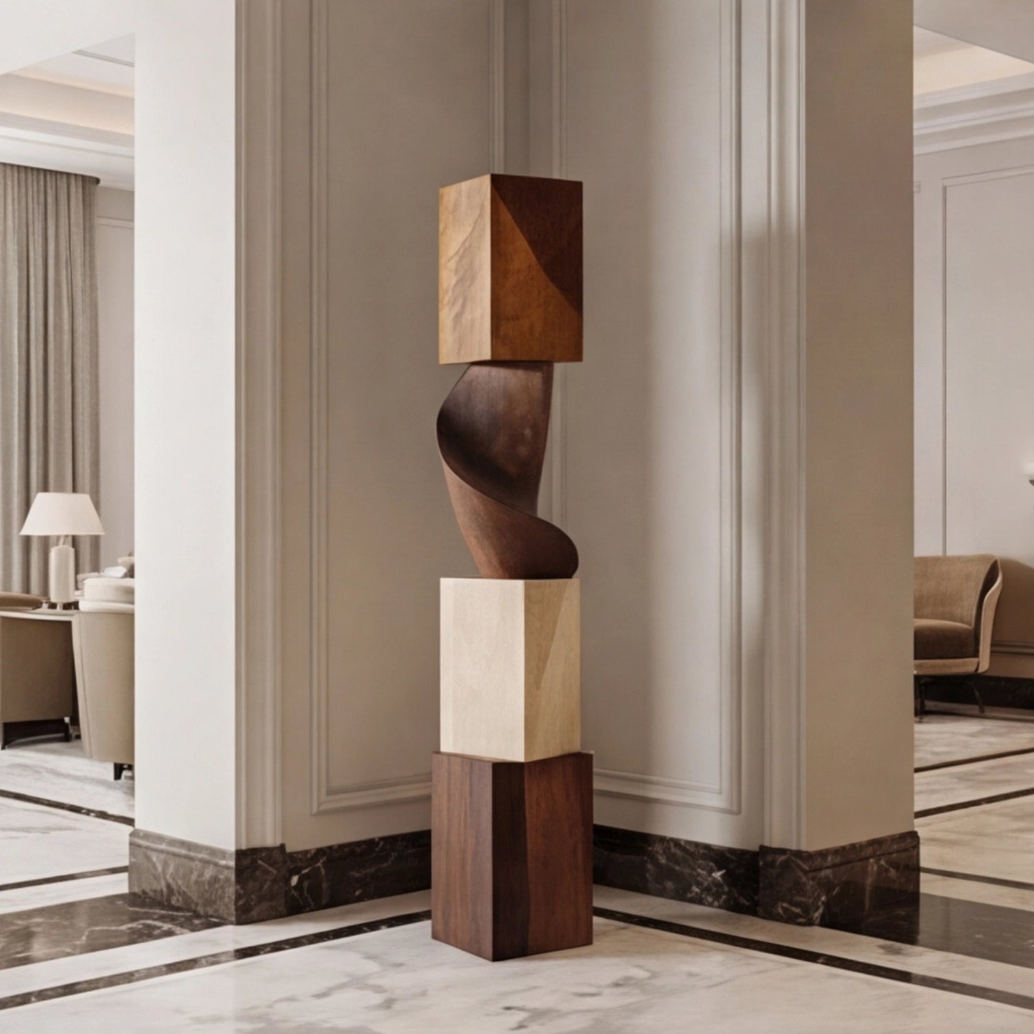 Large Wood Sculpture | Contrast Twist