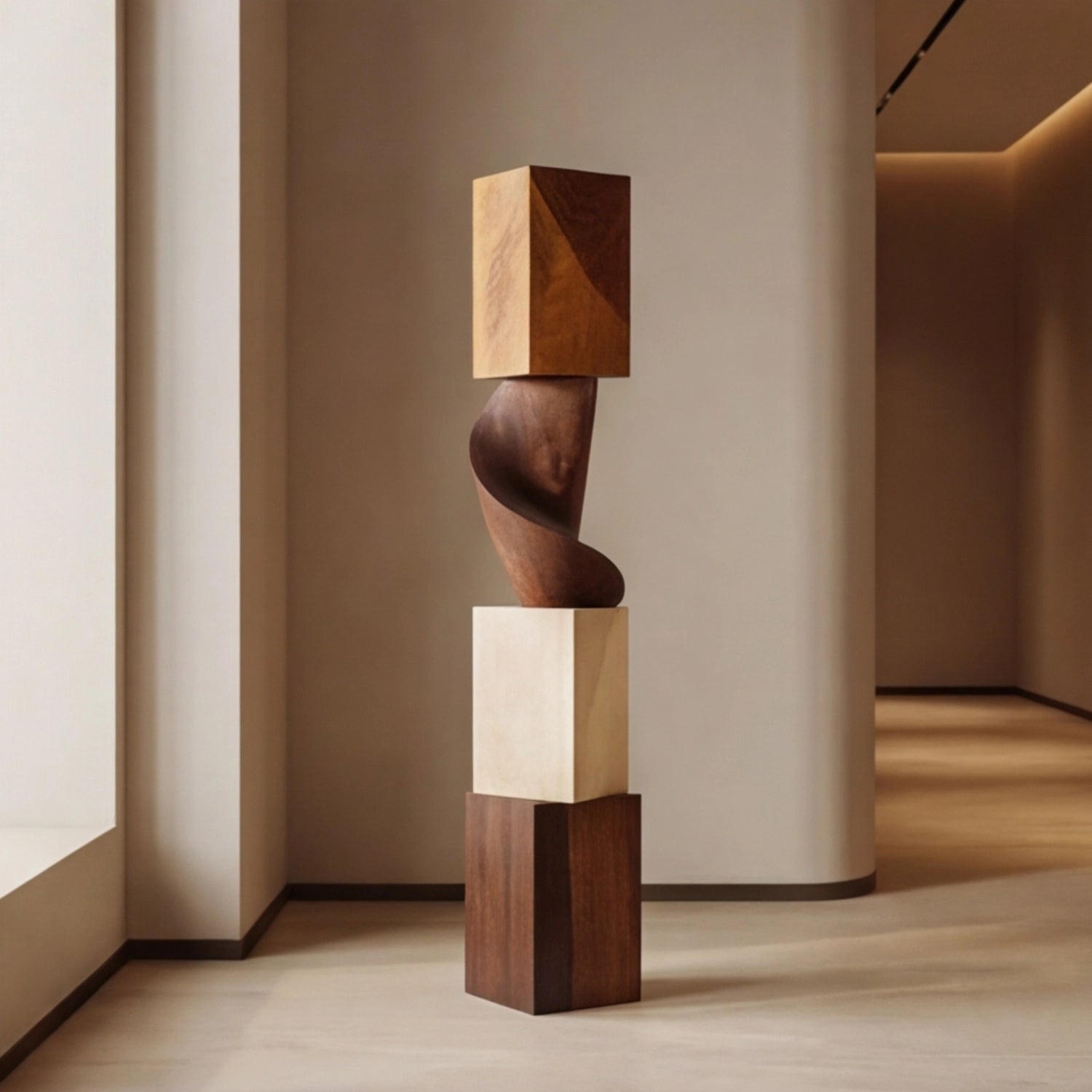 Large Wood Sculpture | Contrast Twist
