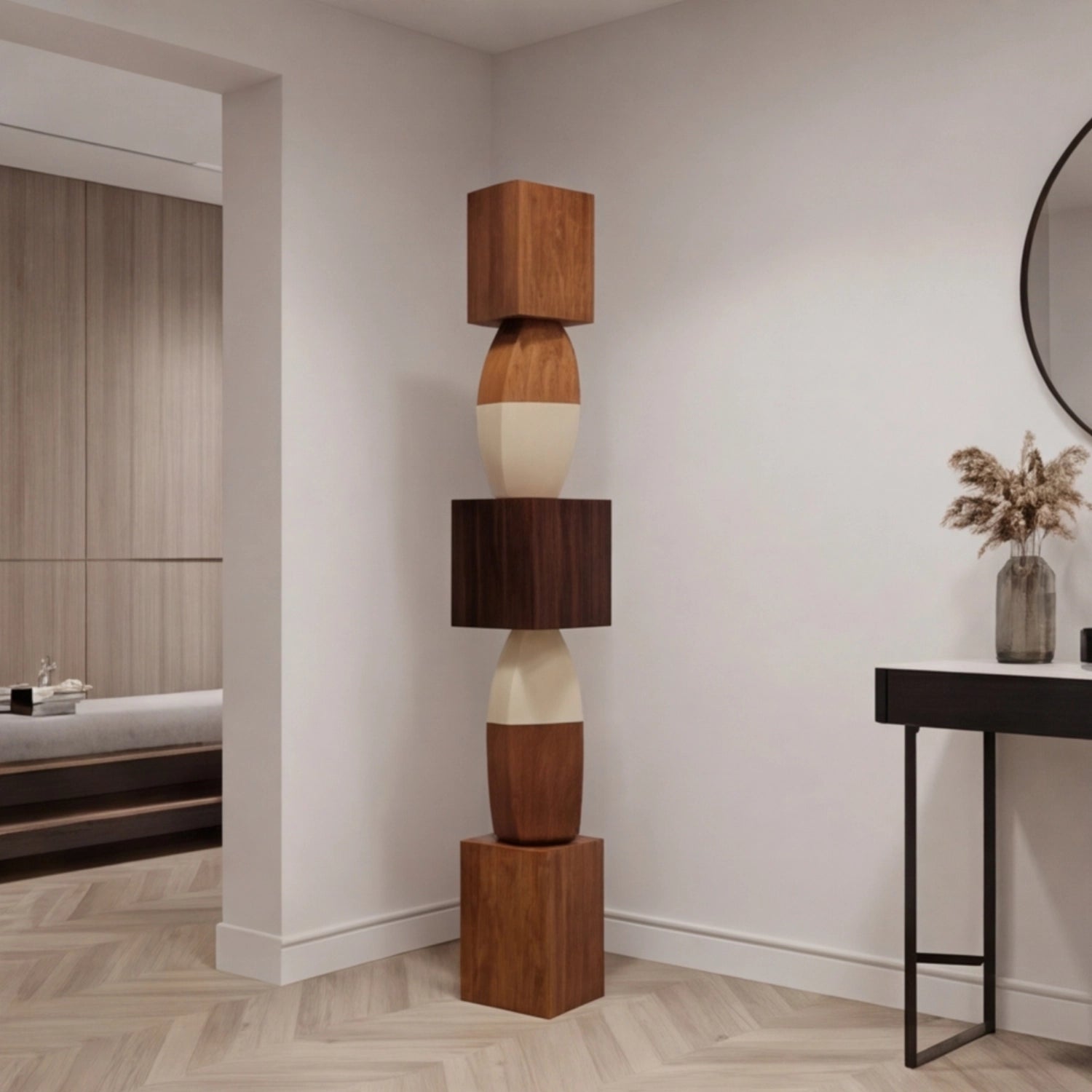 Large Wood Sculpture | Modular Column