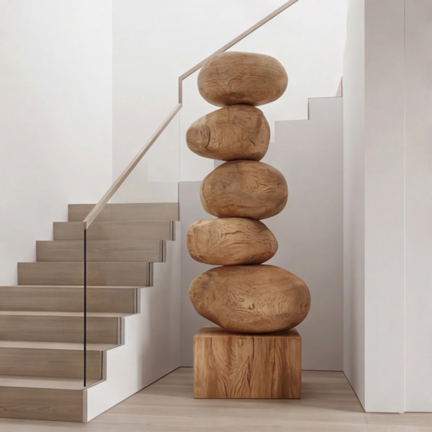Large Wood Sculpture | Pebble Cairn
