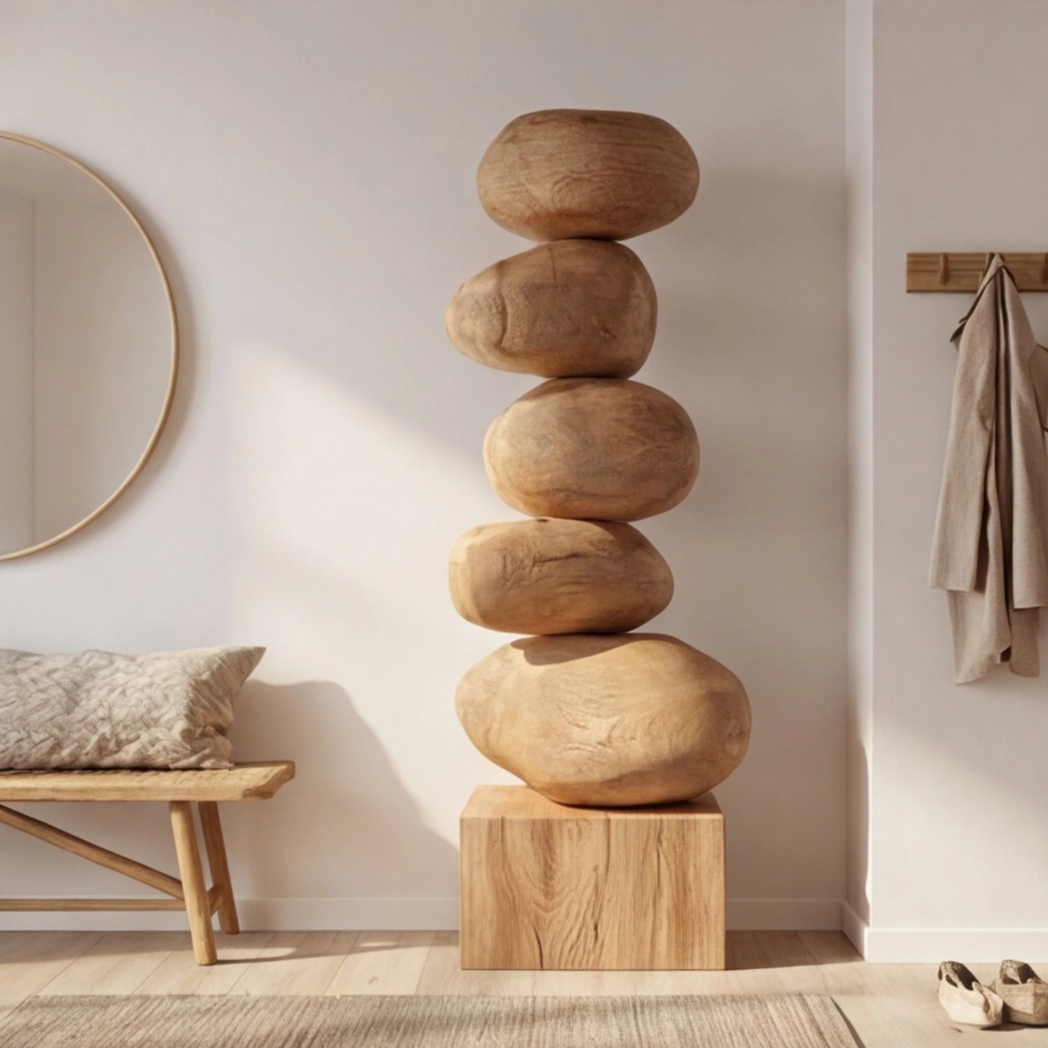 Large Wood Sculpture | Pebble Cairn