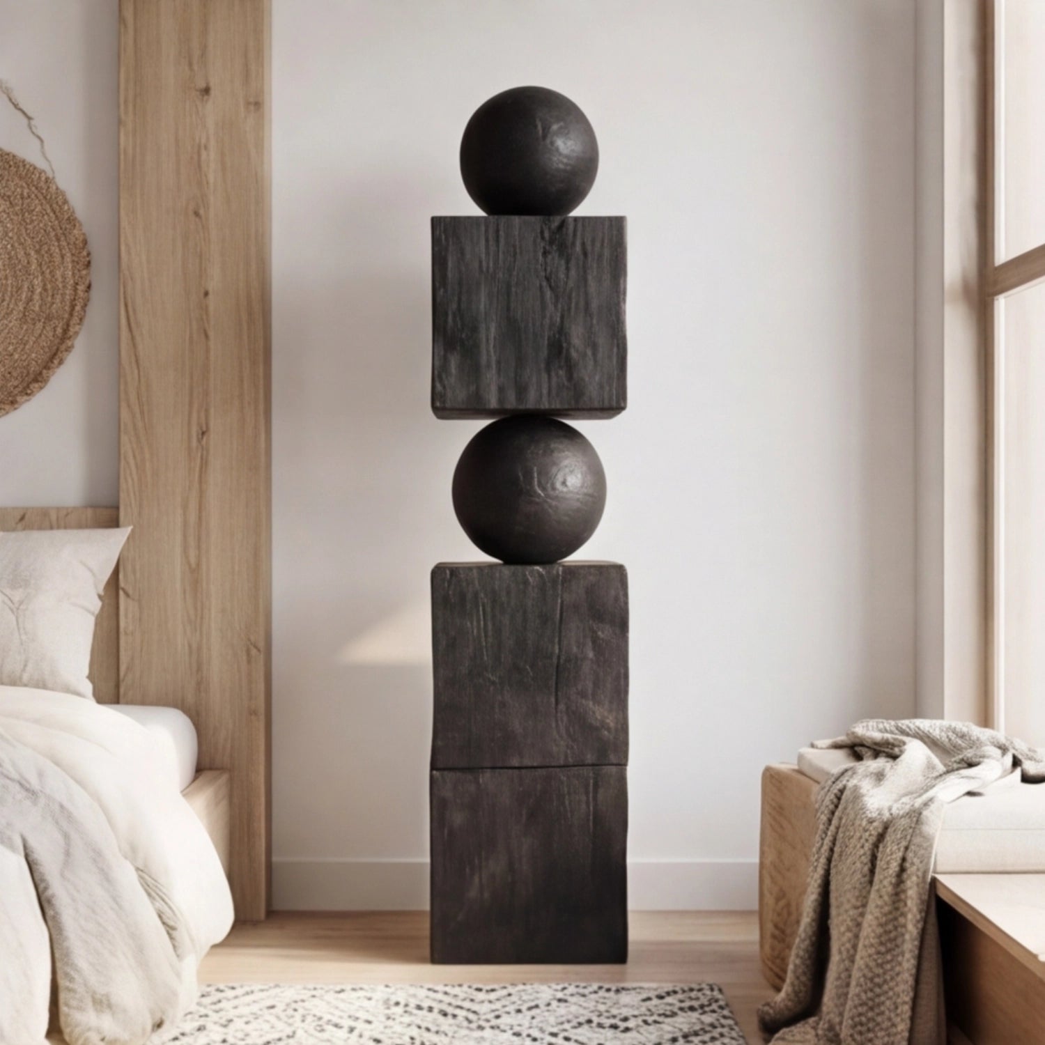 Large Wood Sculpture | Obsidian Totem