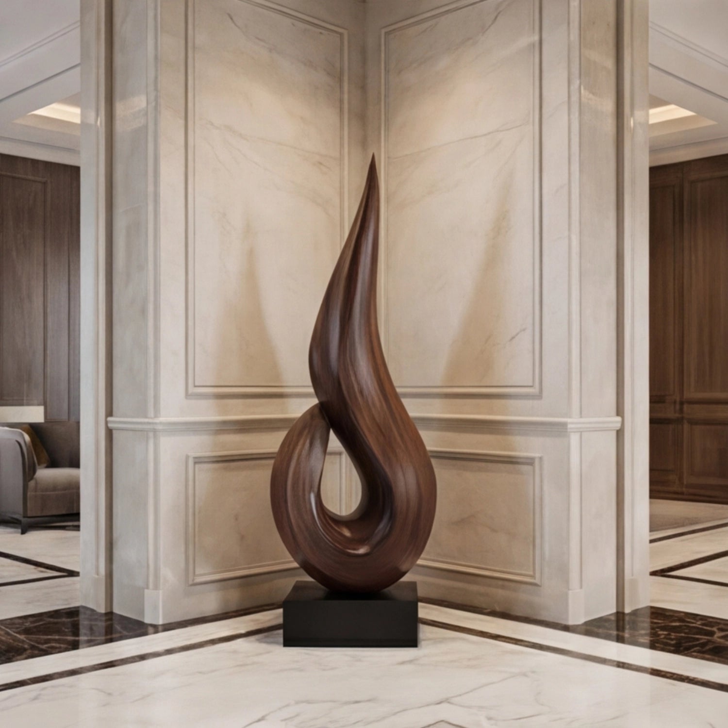 Large Wood Sculpture | Twist Flame