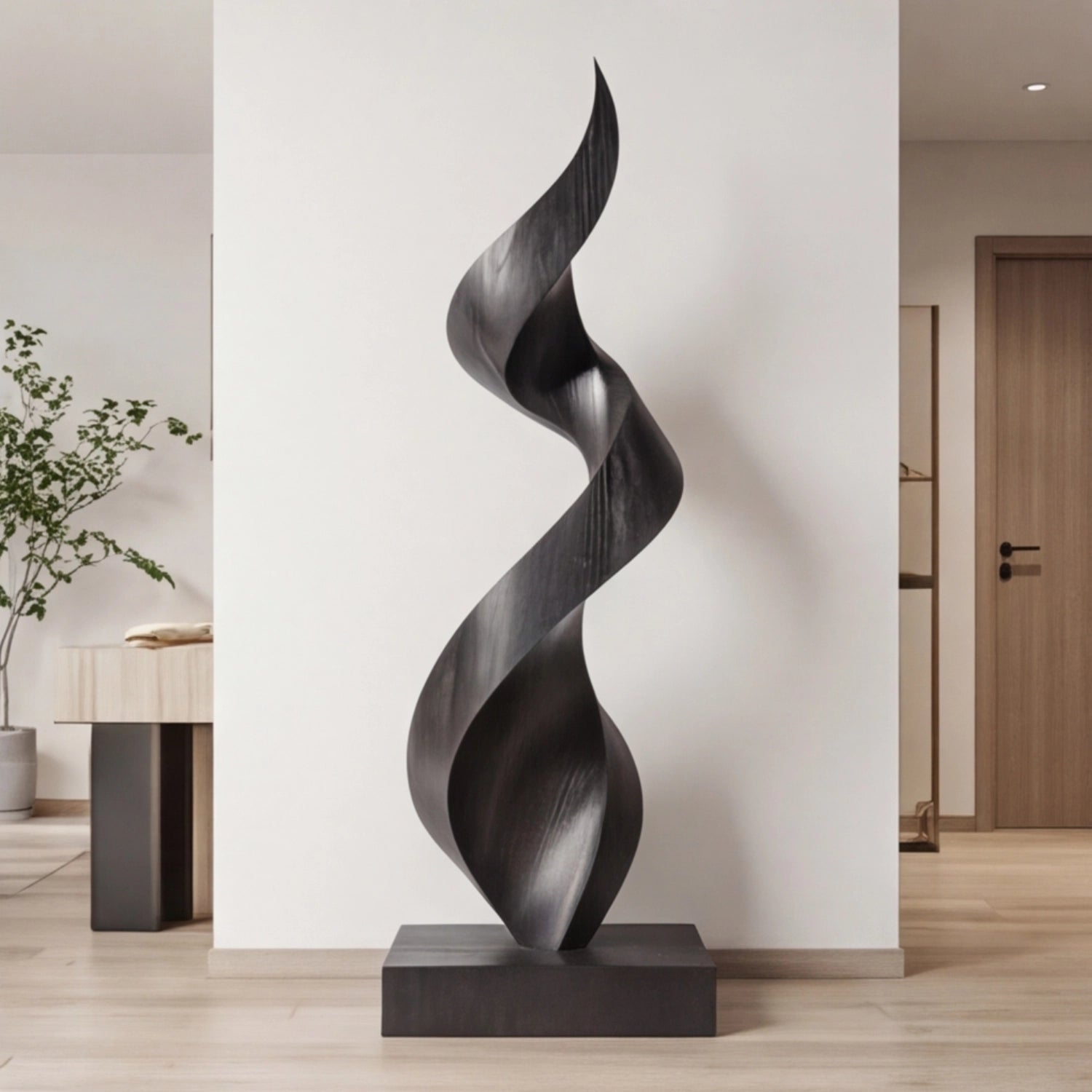 Large Wood Sculpture | Obsidian Helix