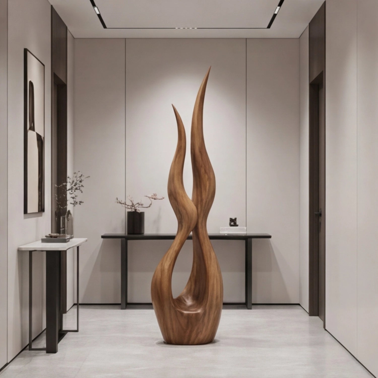 Large Wood Sculpture | Flame Pair