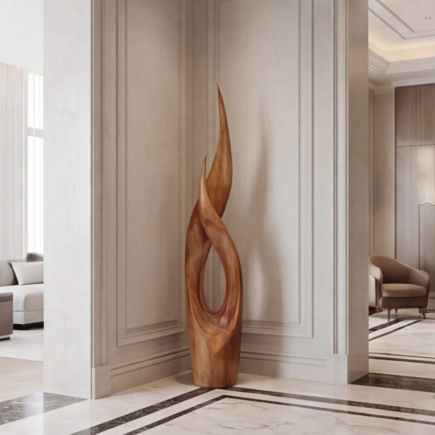 Large Wood Sculpture | Flame Vessel