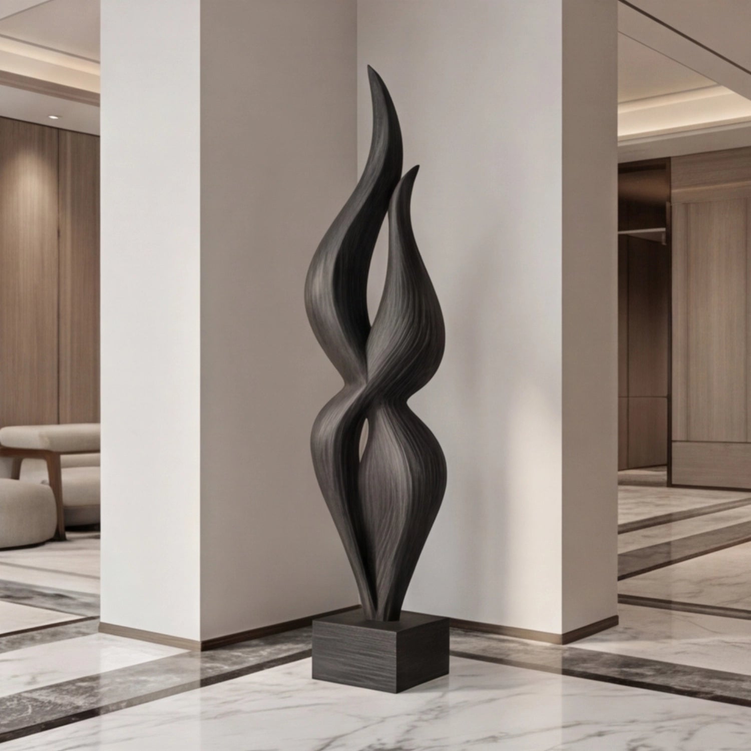Large Wood Sculpture | Black Intertwine