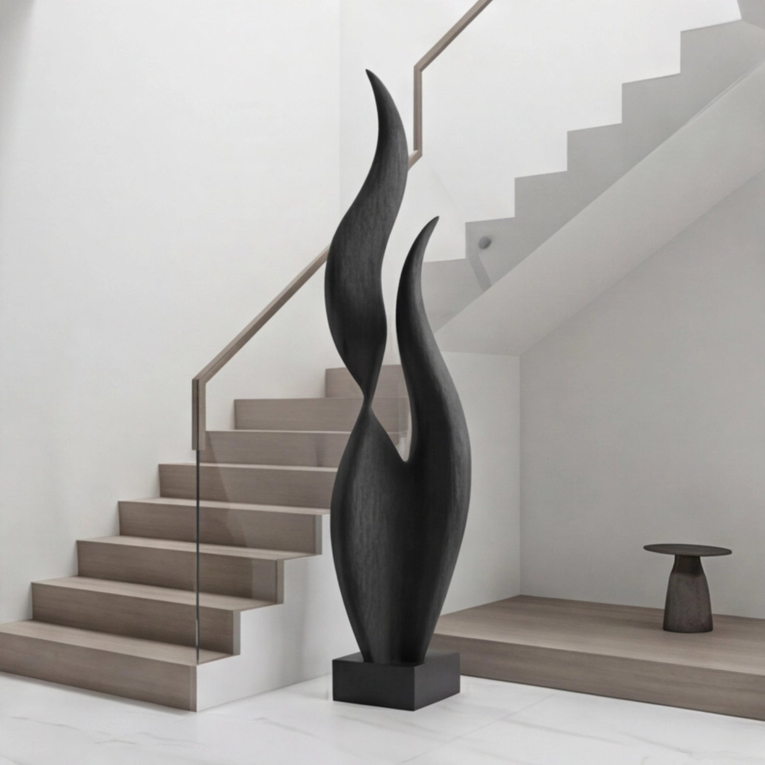 Large Wood Sculpture | Obsidian Pair