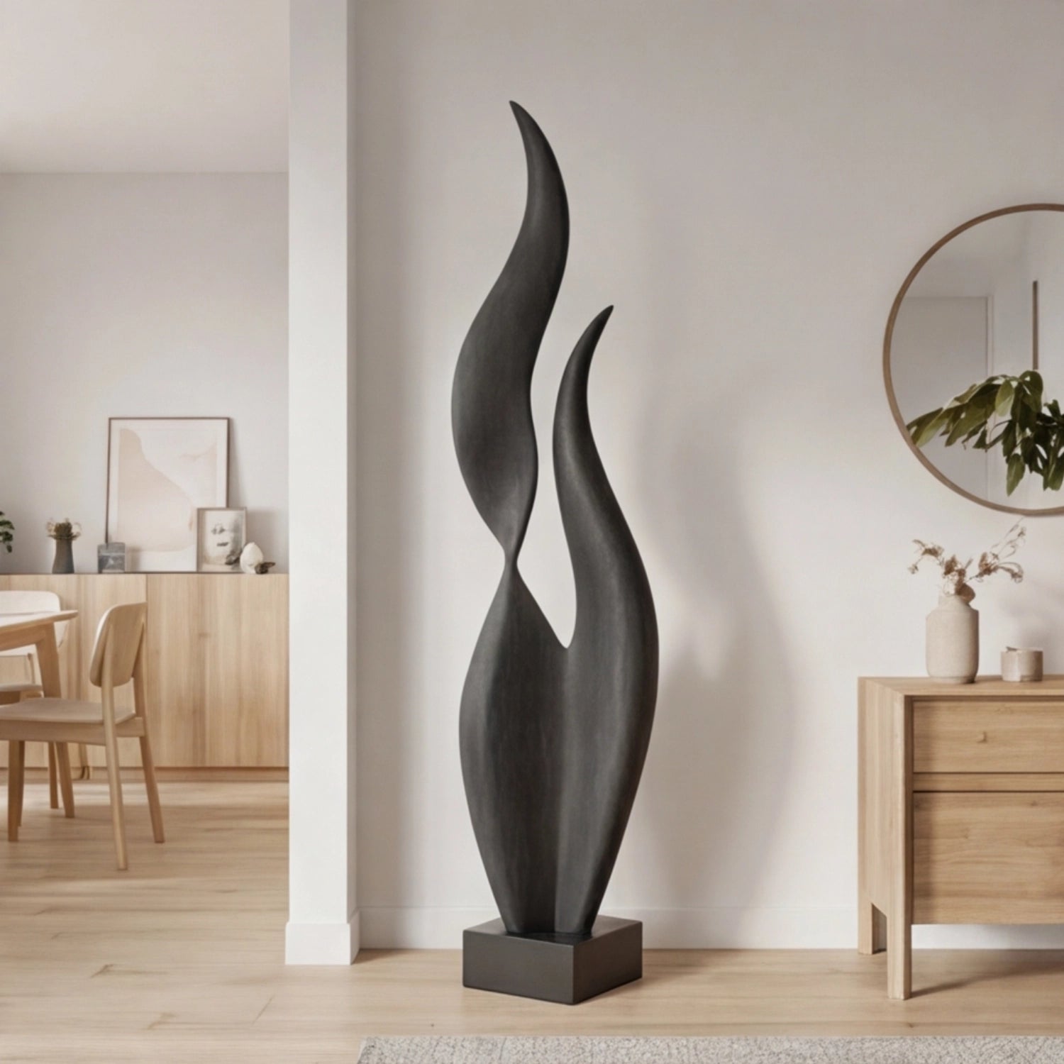 Large Wood Sculpture | Obsidian Pair