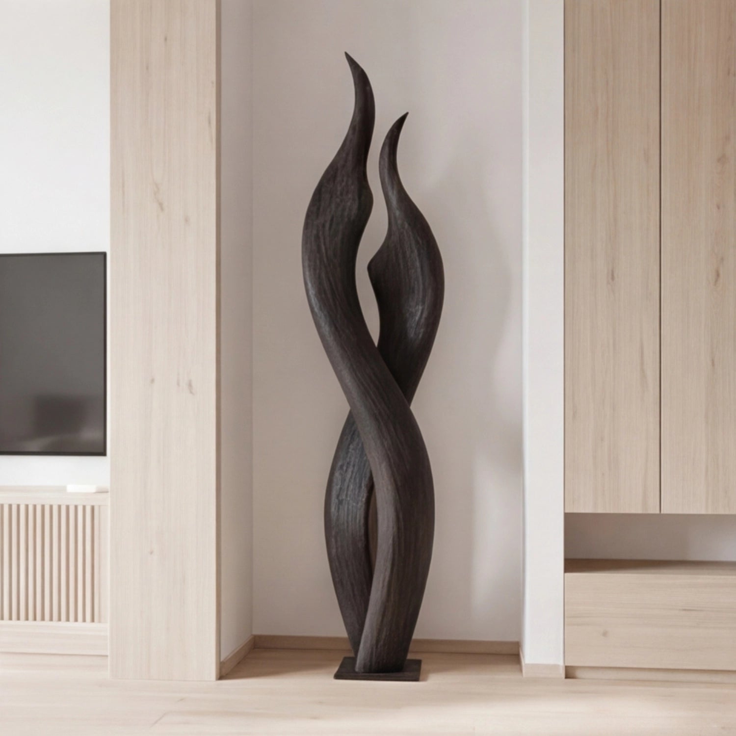 Large Wood Sculpture | Black Embrace