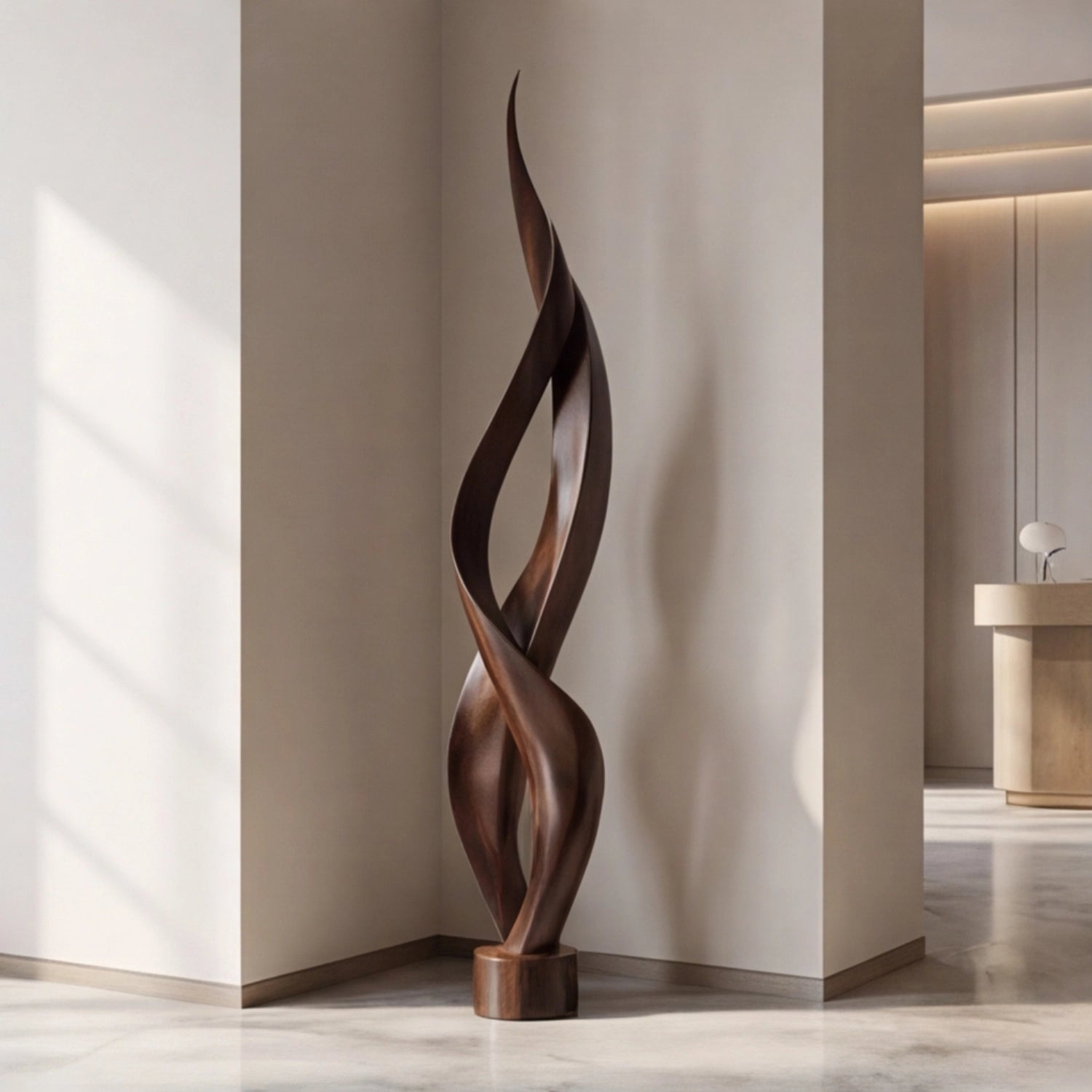 Large Wood Sculpture | Mahogany Spire