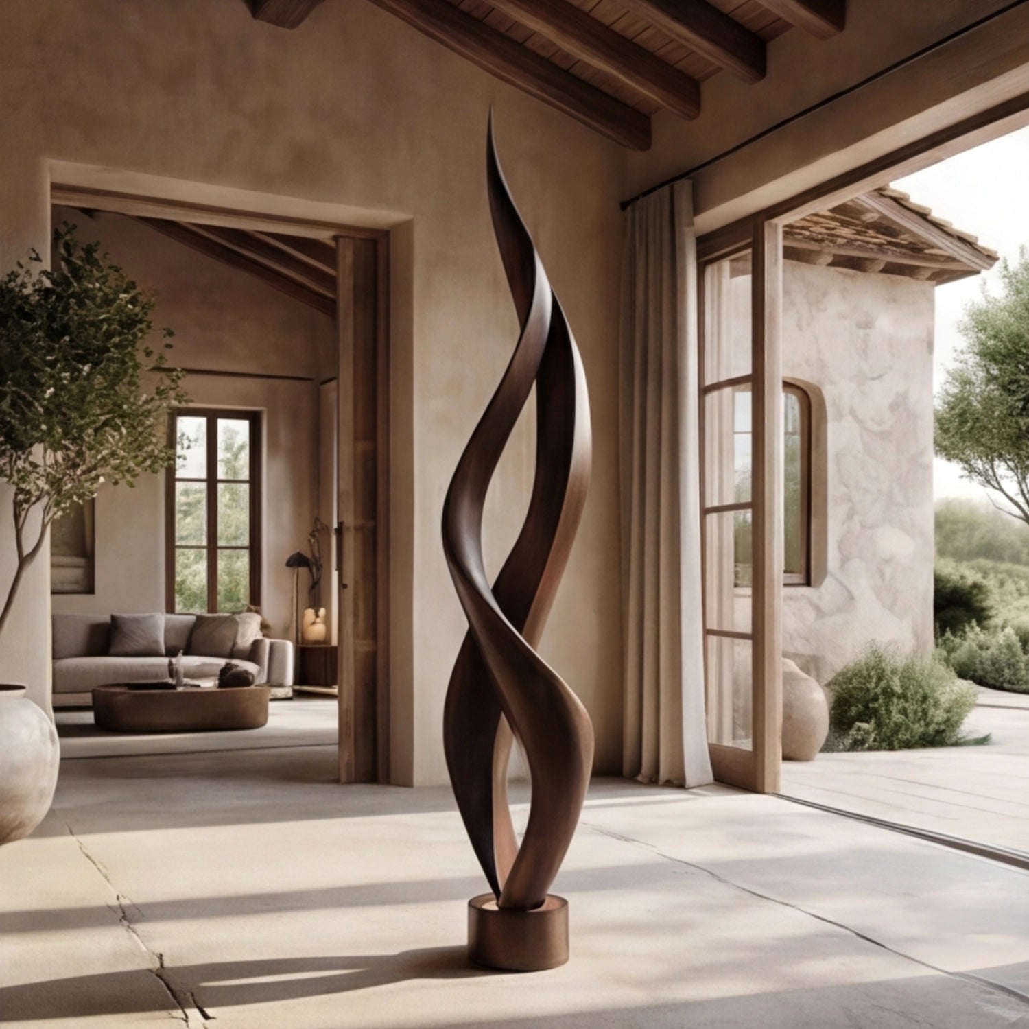 Large Wood Sculpture | Mahogany Spire