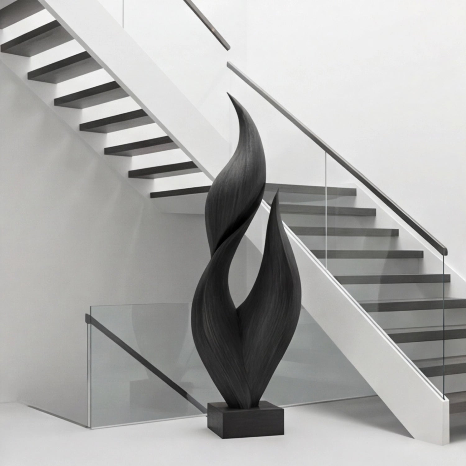 Large Wood Sculpture | Ebony Twin Flame