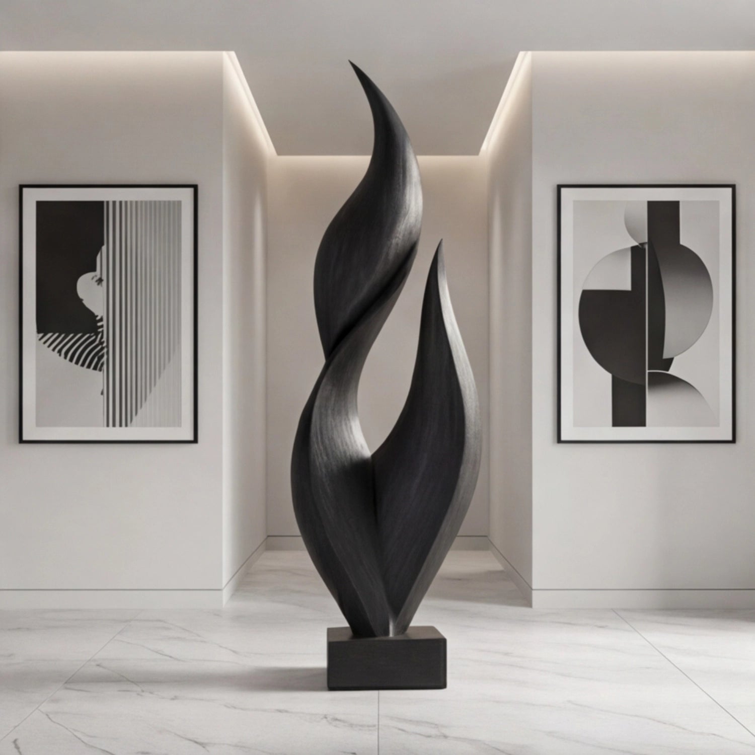 Large Wood Sculpture | Ebony Twin Flame