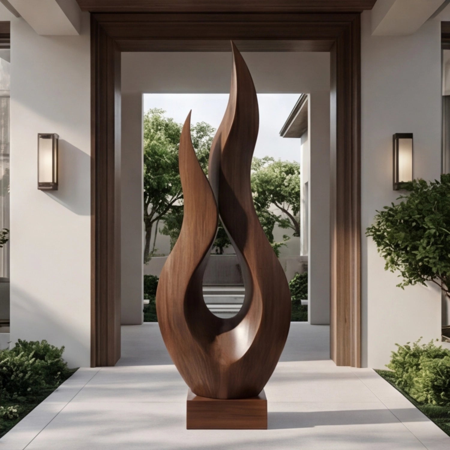 Large Wood Sculpture | Teak Flame Nest