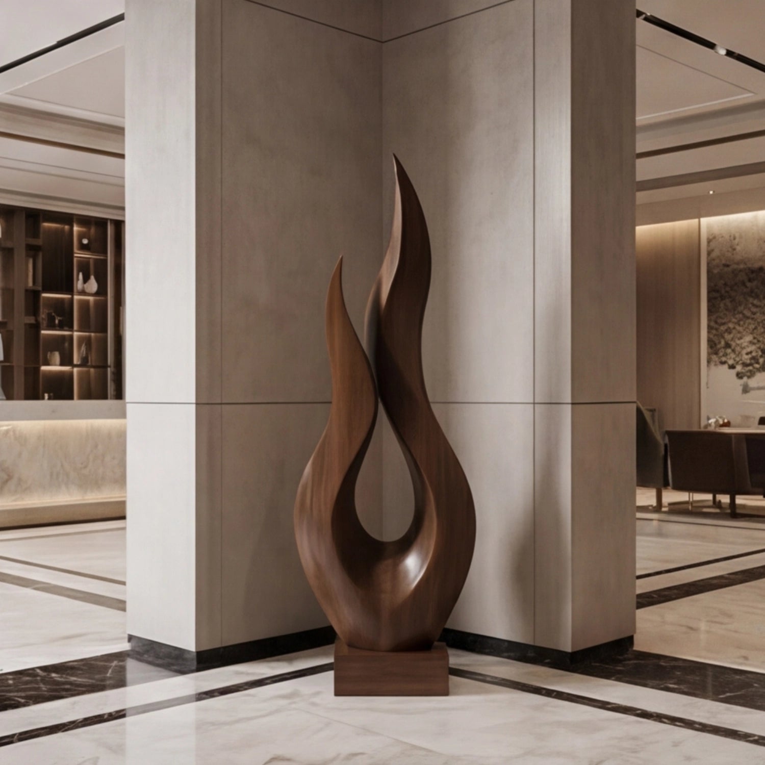 Large Wood Sculpture | Teak Flame Nest
