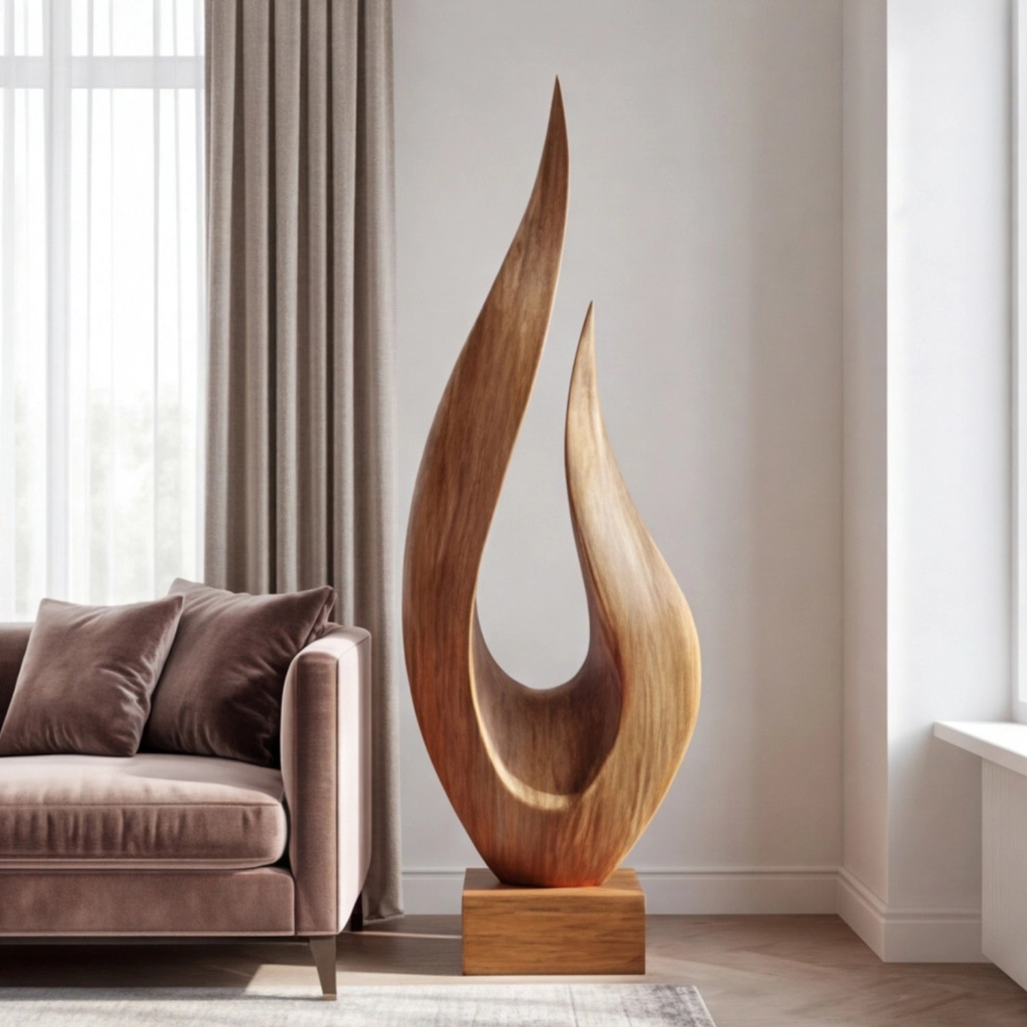 Large Wood Sculpture | Flame Swirl