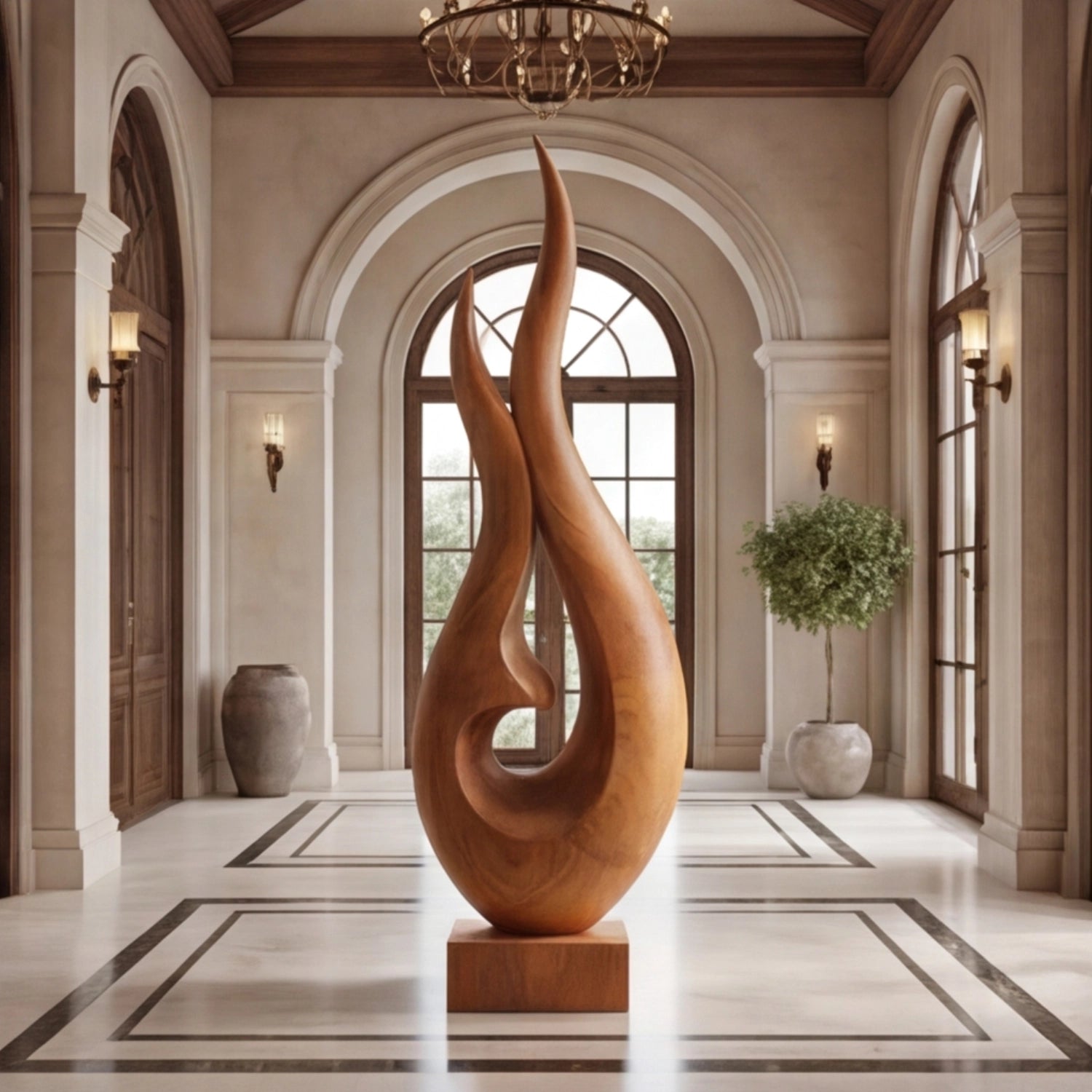 Large Wood Sculpture | Ascending Flame