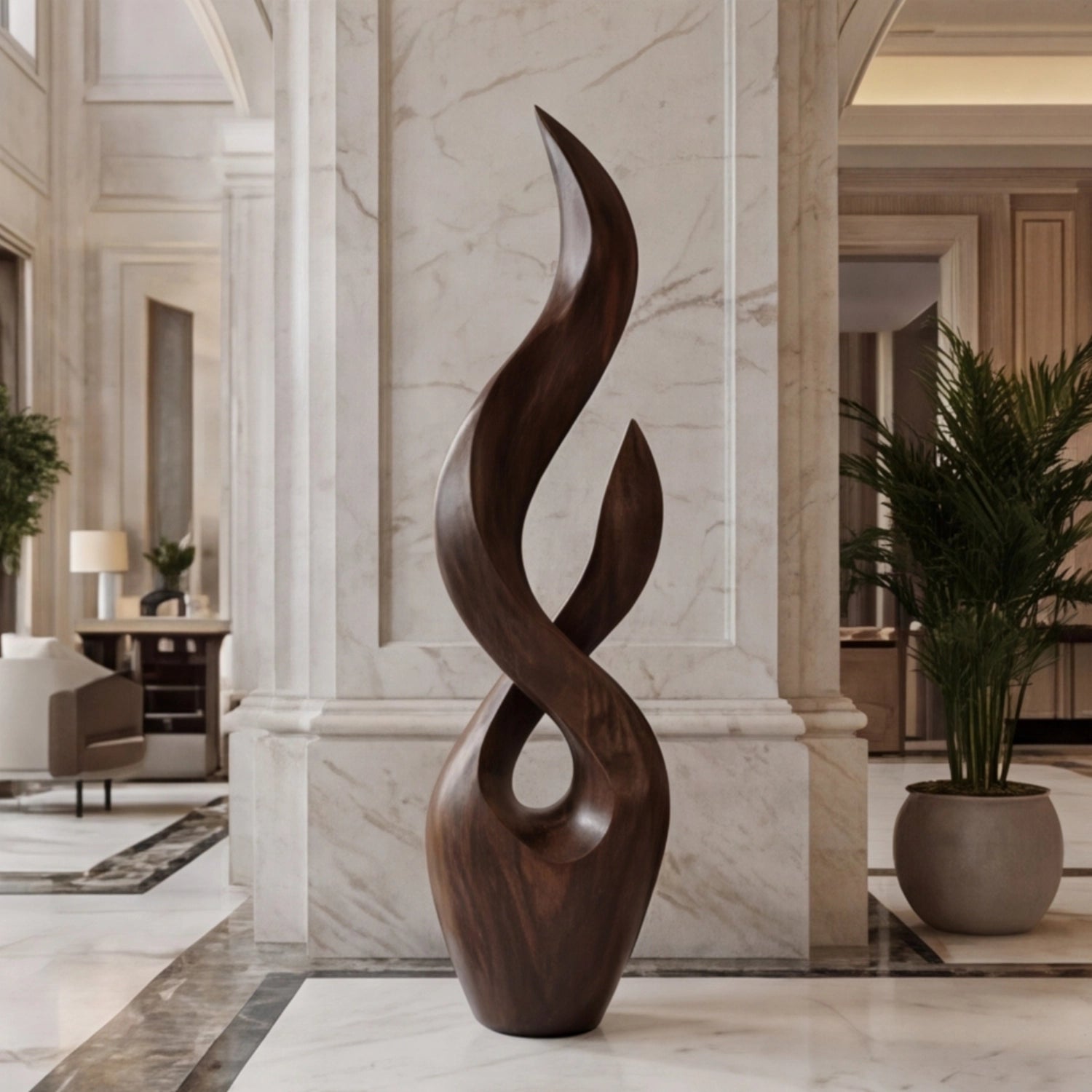 Large Wood Sculpture | Infinity Flame Knot