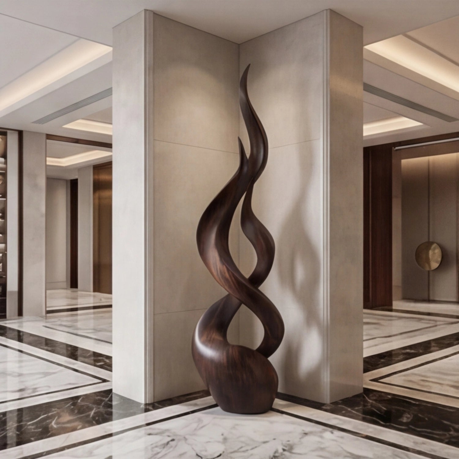 Large Wood Sculpture | Flame Spiral Vessel