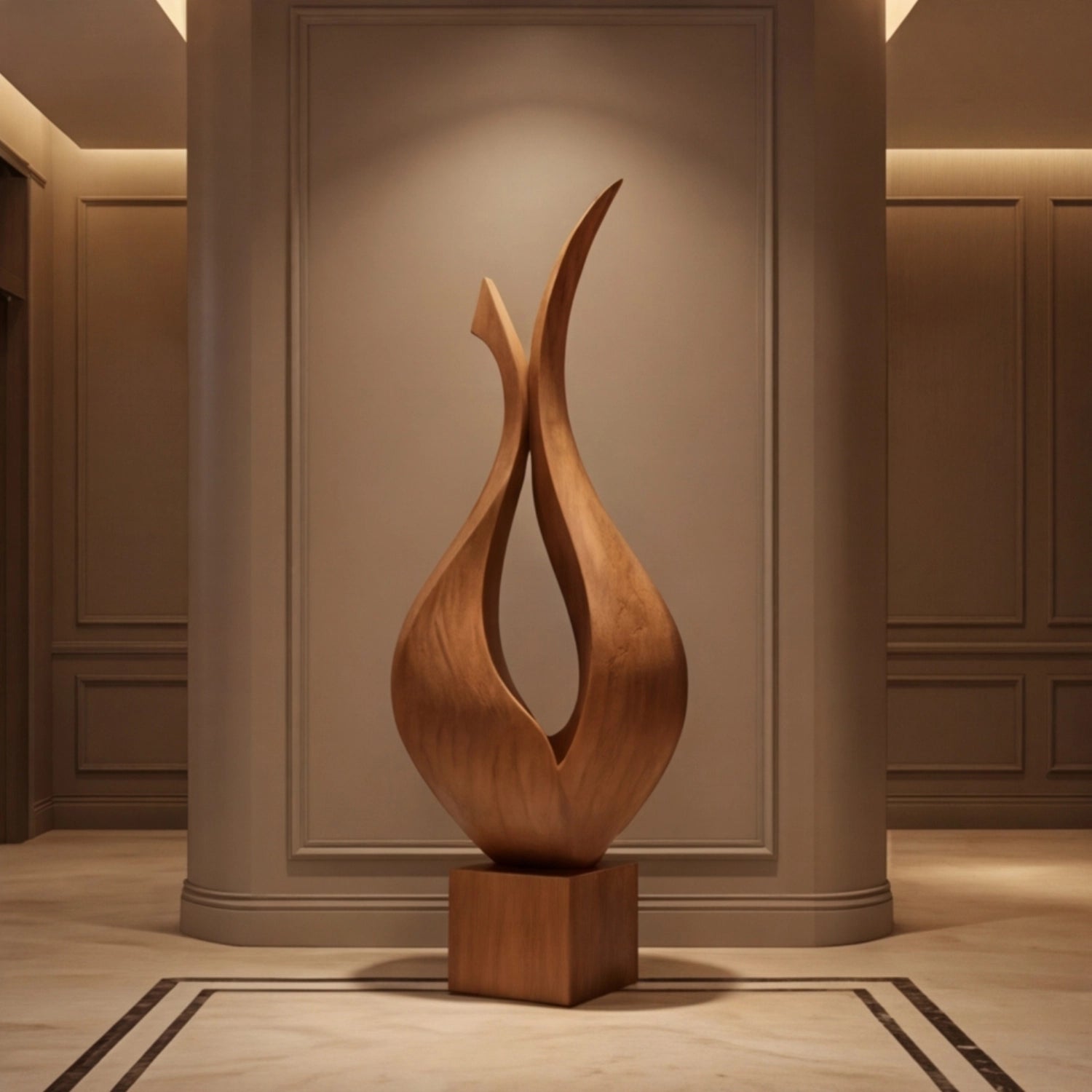 Large Wood Sculpture | Flame Bud Form