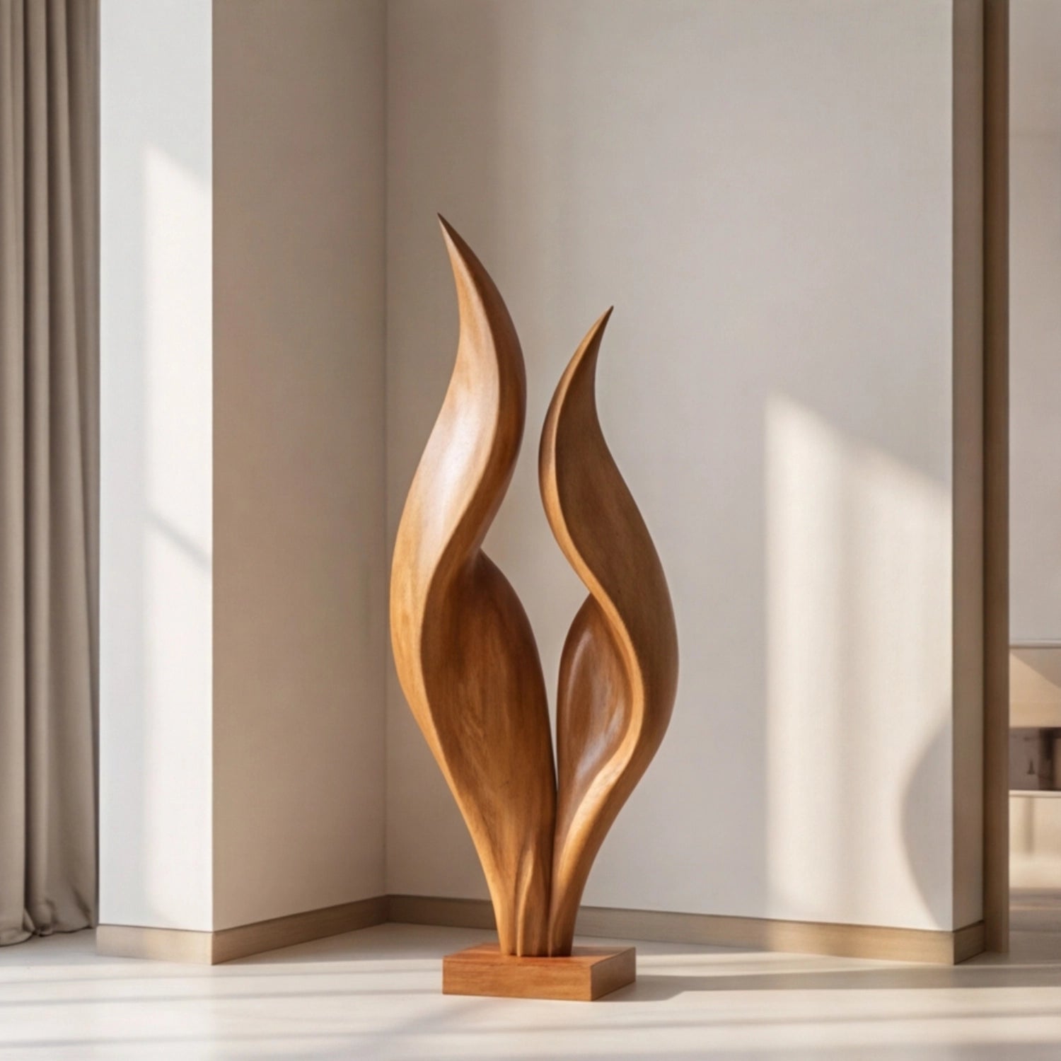 Large Wood Sculpture | Twin Flame Crest
