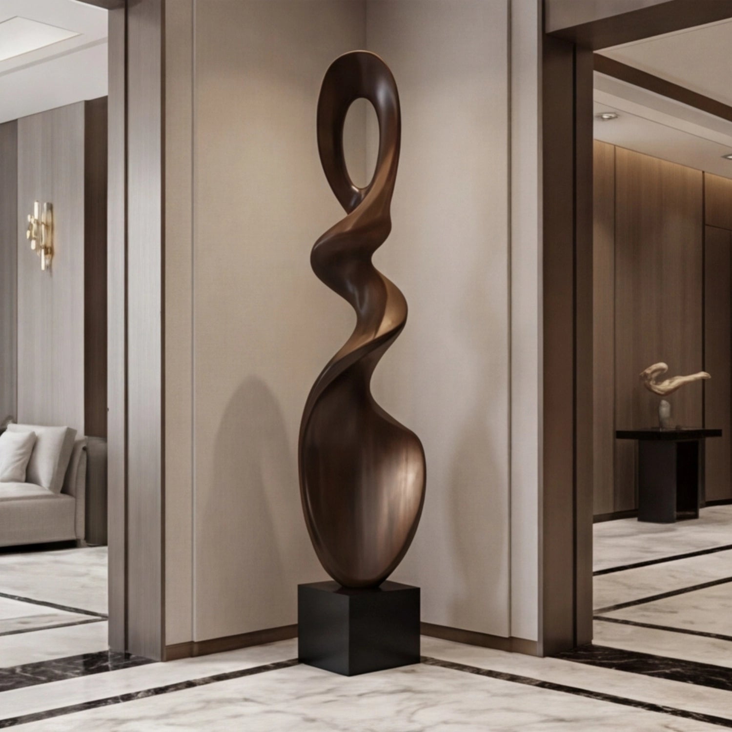 Large Wood Sculpture | Loop Twist Form