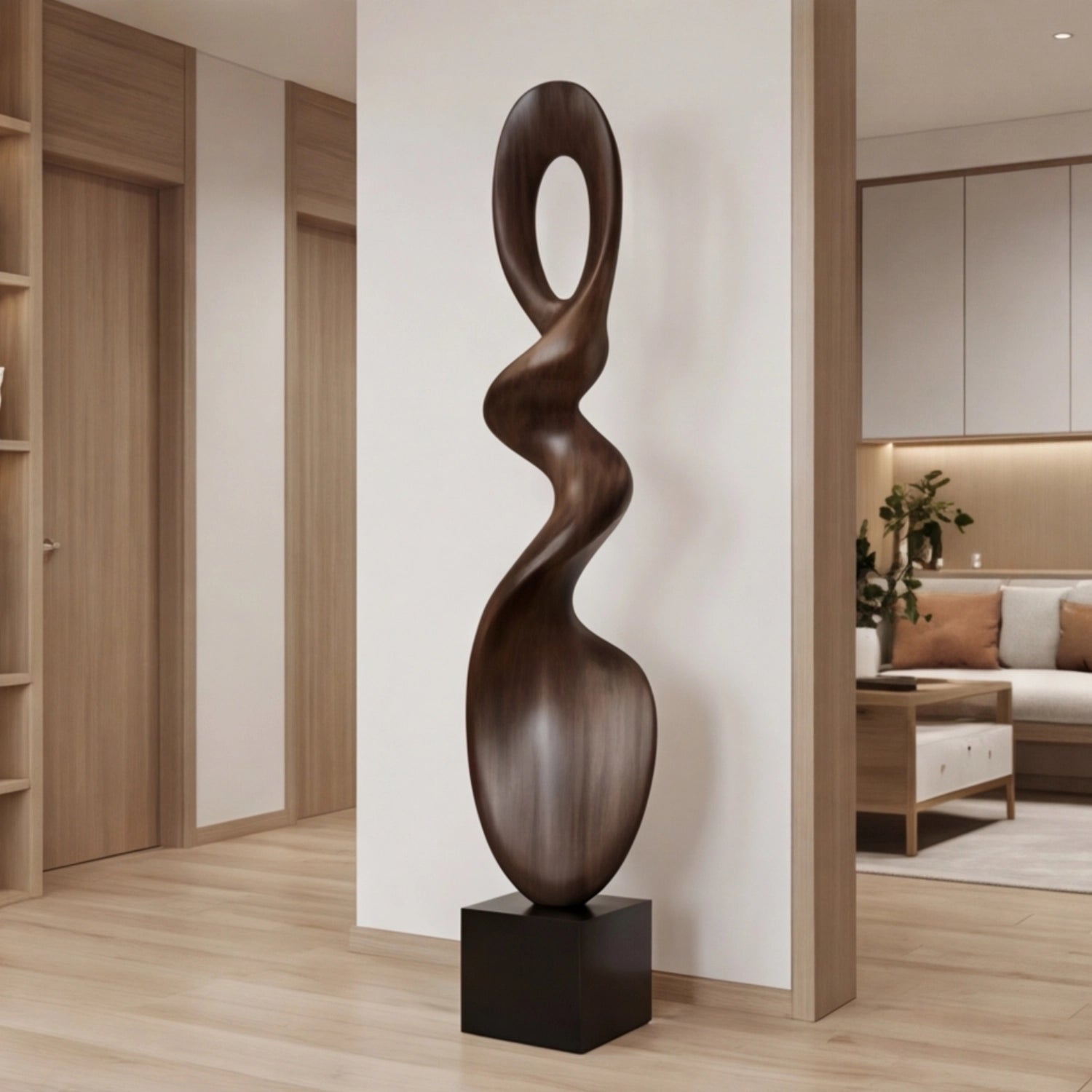 Large Wood Sculpture | Loop Twist Form