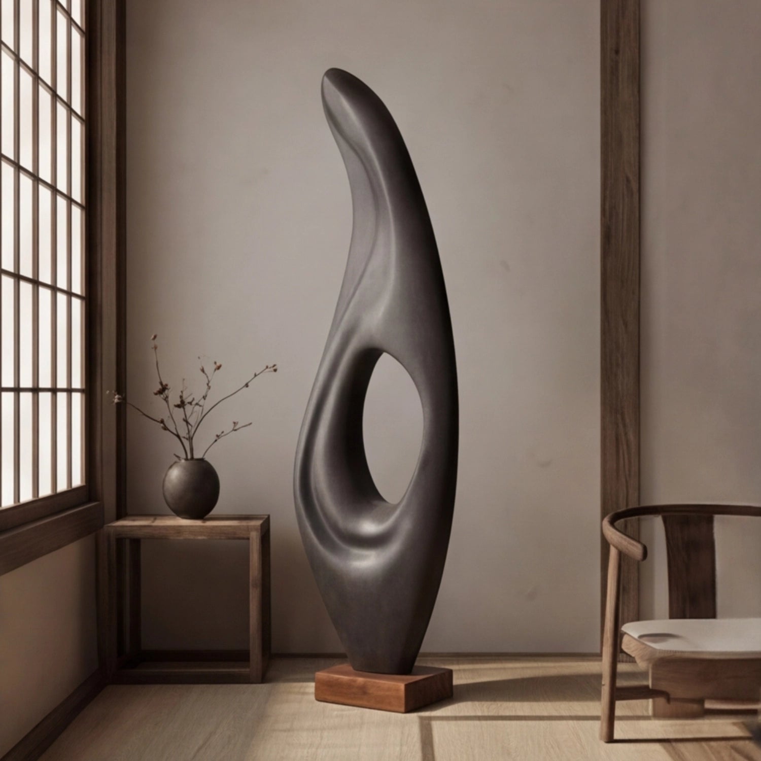 Large Wood Sculpture | Teardrop Eclipse