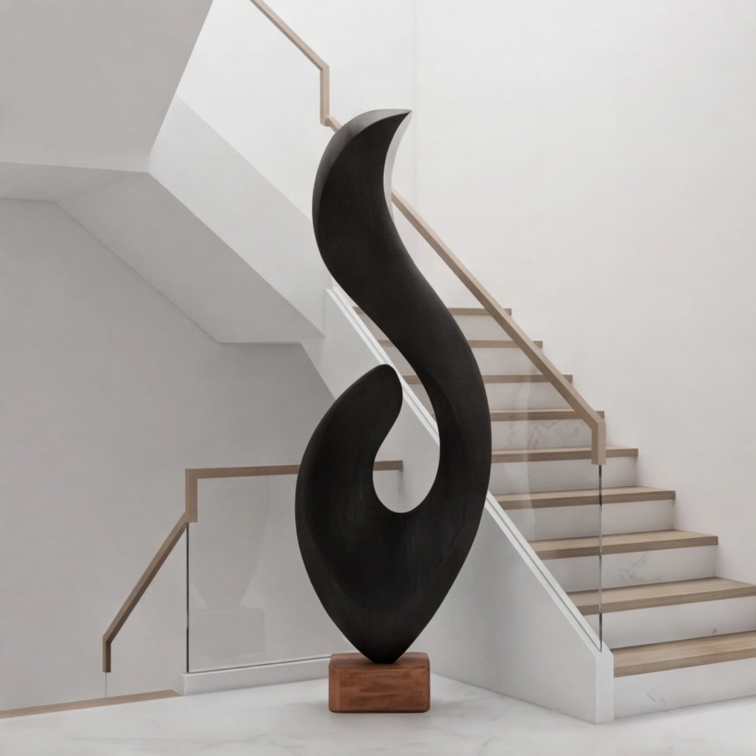 Large Wood Sculpture | Flame Crescent
