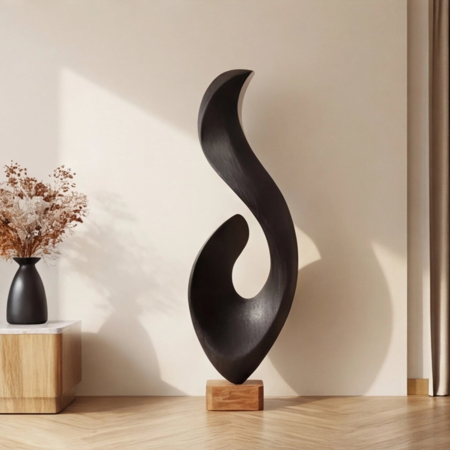 Large Wood Sculpture | Flame Crescent