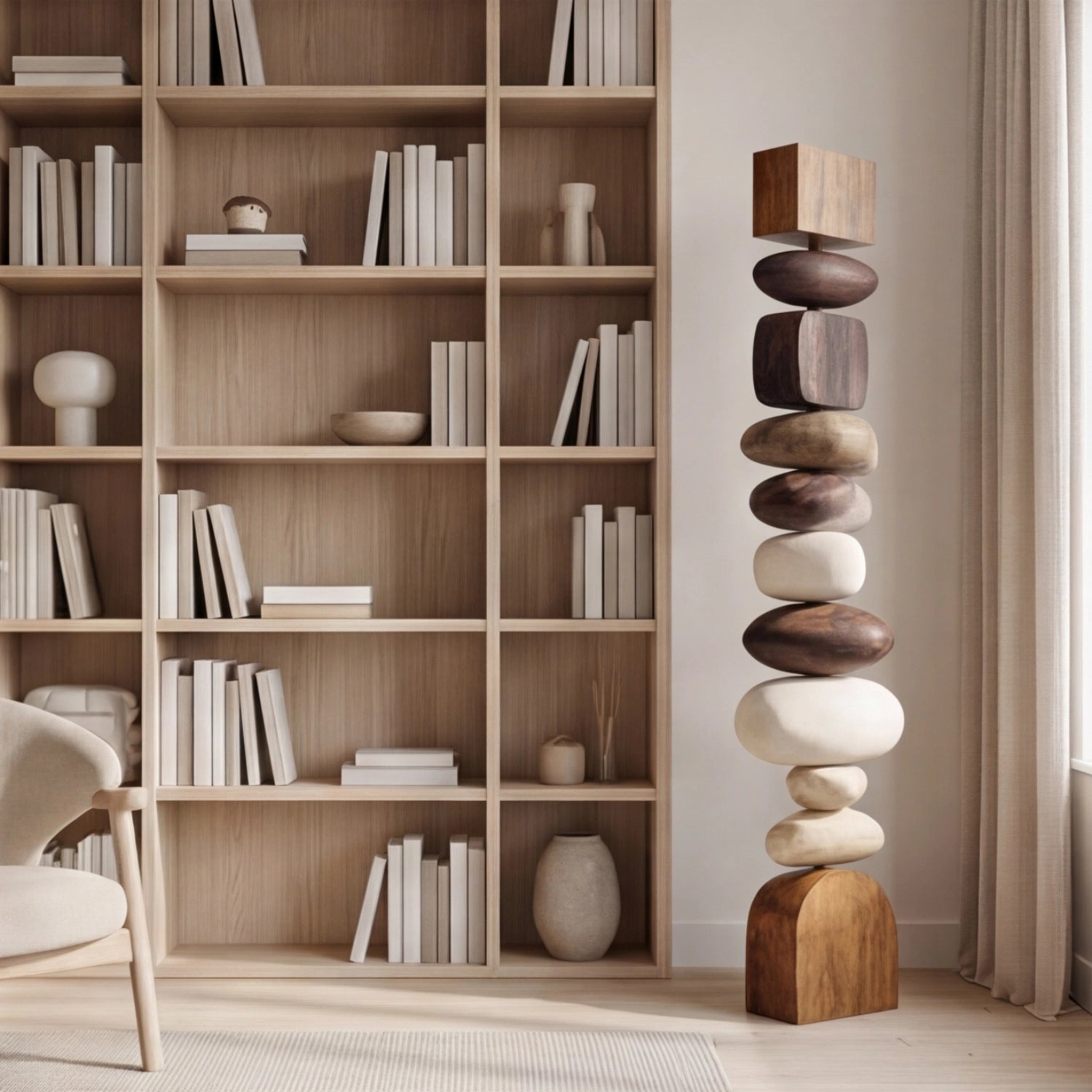 Large Wood Sculpture | Vertical Cairn