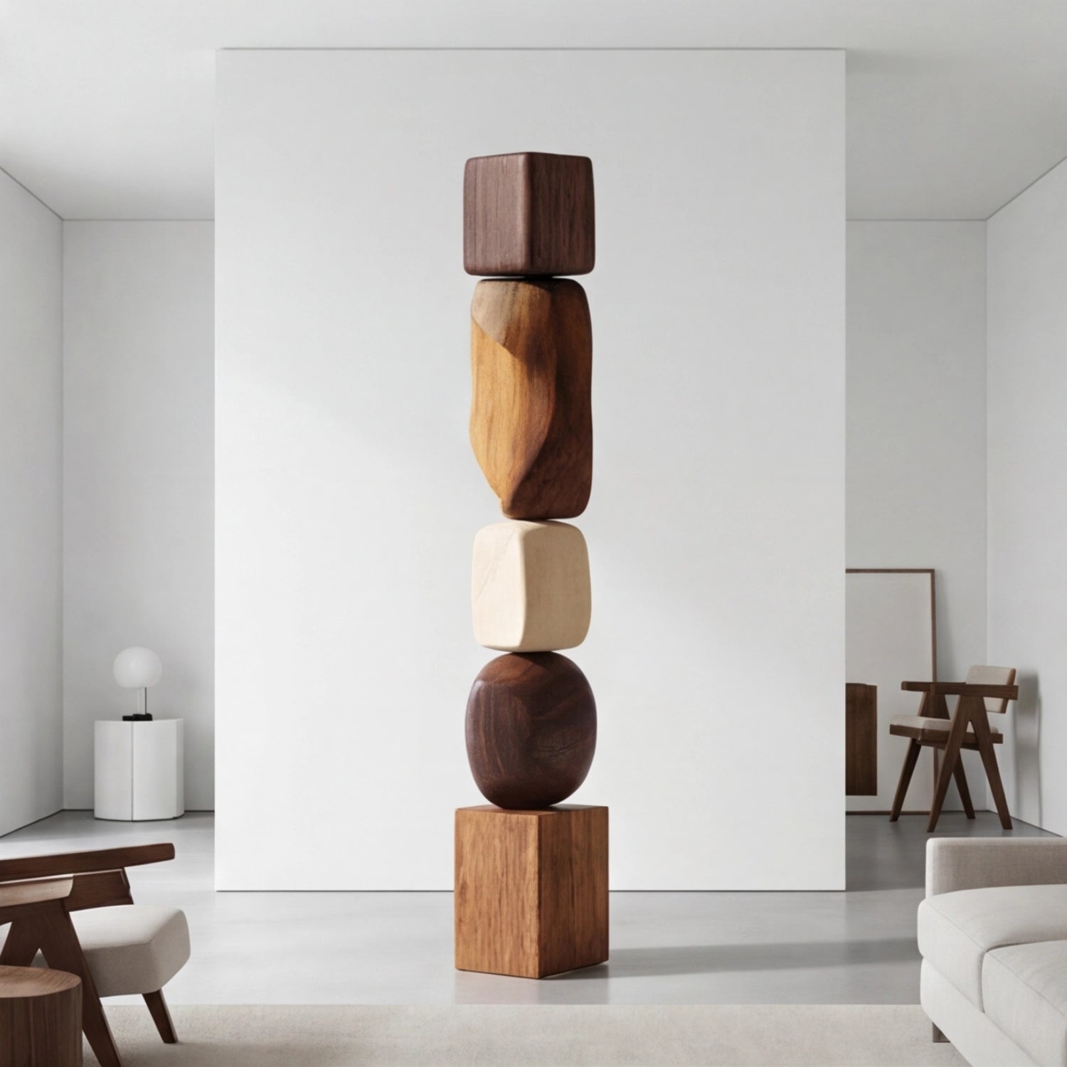 Large Wood Sculpture | Fivefold Cairn