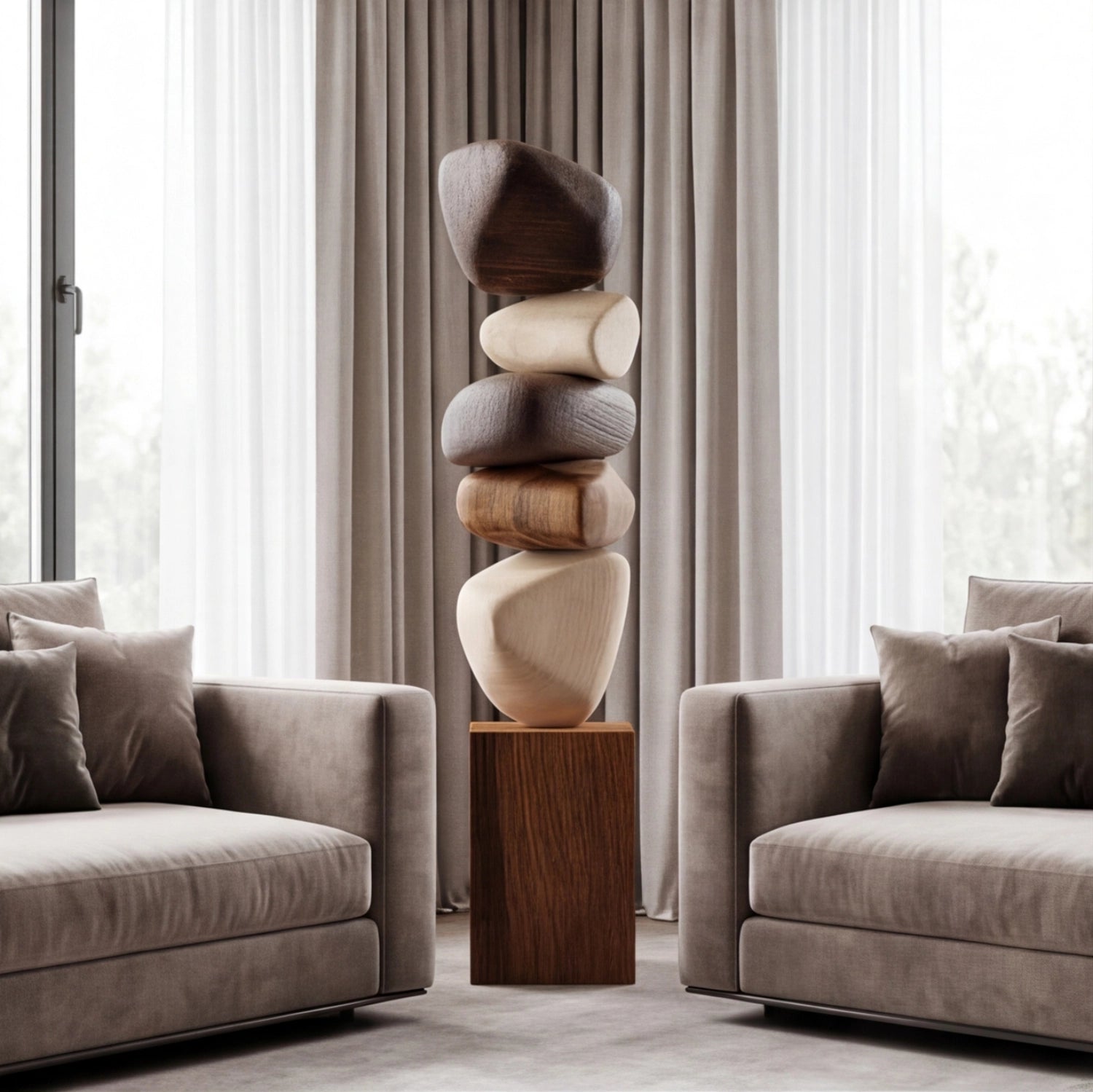 Large Wood Sculpture | Solstice Balance Totem